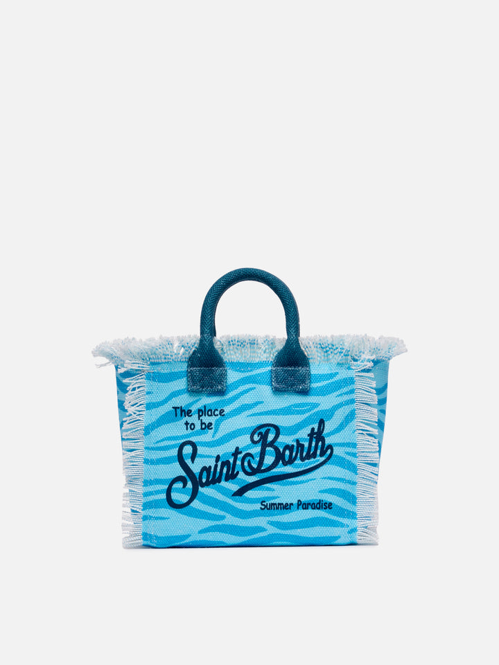 Borsa Mini Vanity in canvas di cotone con stampa zebrata