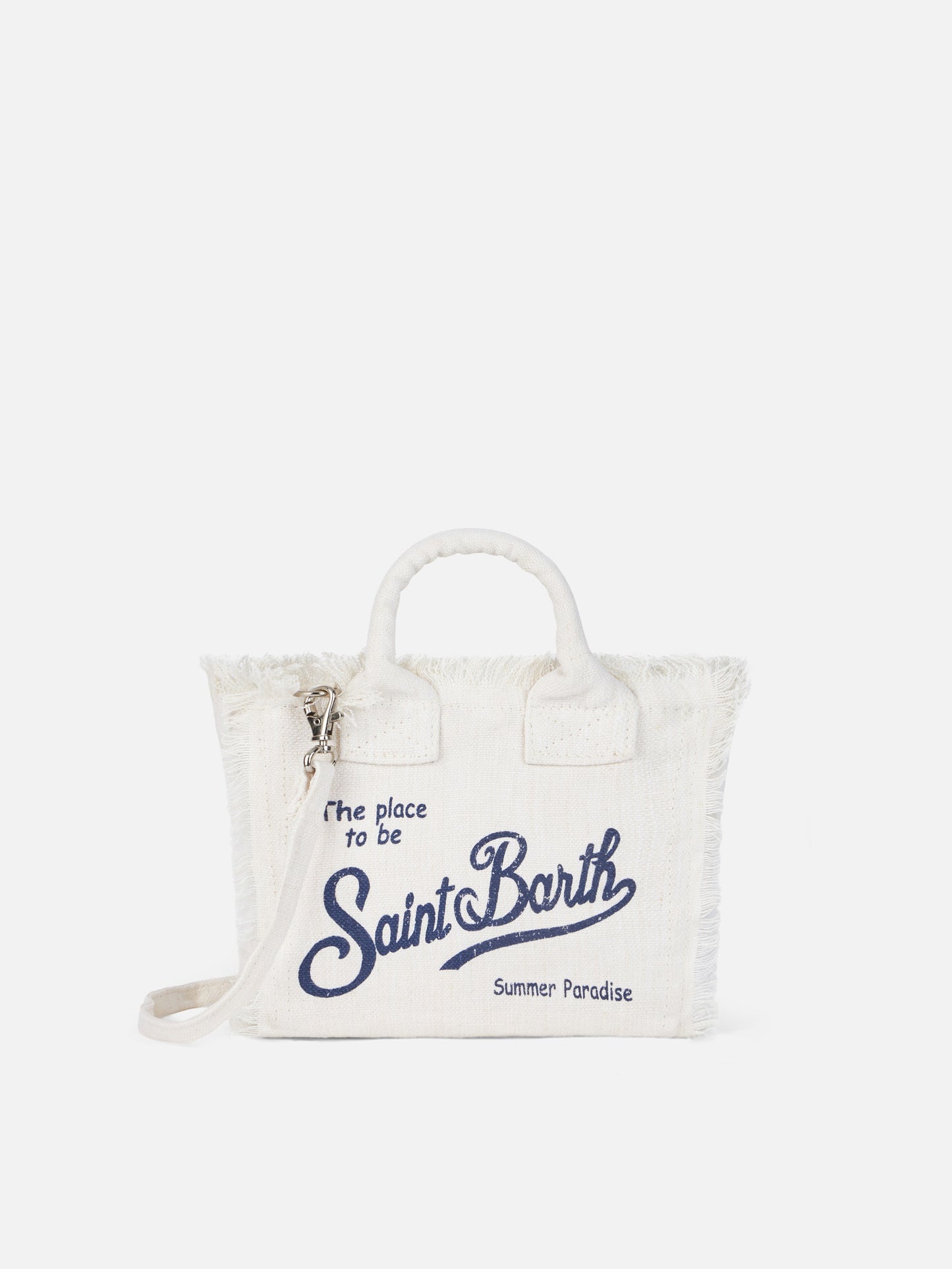 Borsa Mini Vanity in lino bianco panna