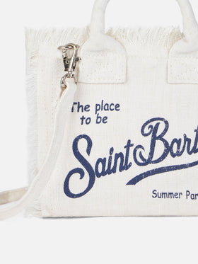 Borsa Mini Vanity in lino bianco panna