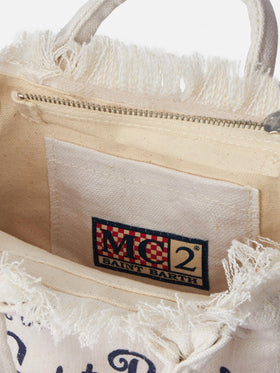 Borsa Mini Vanity in lino bianco panna