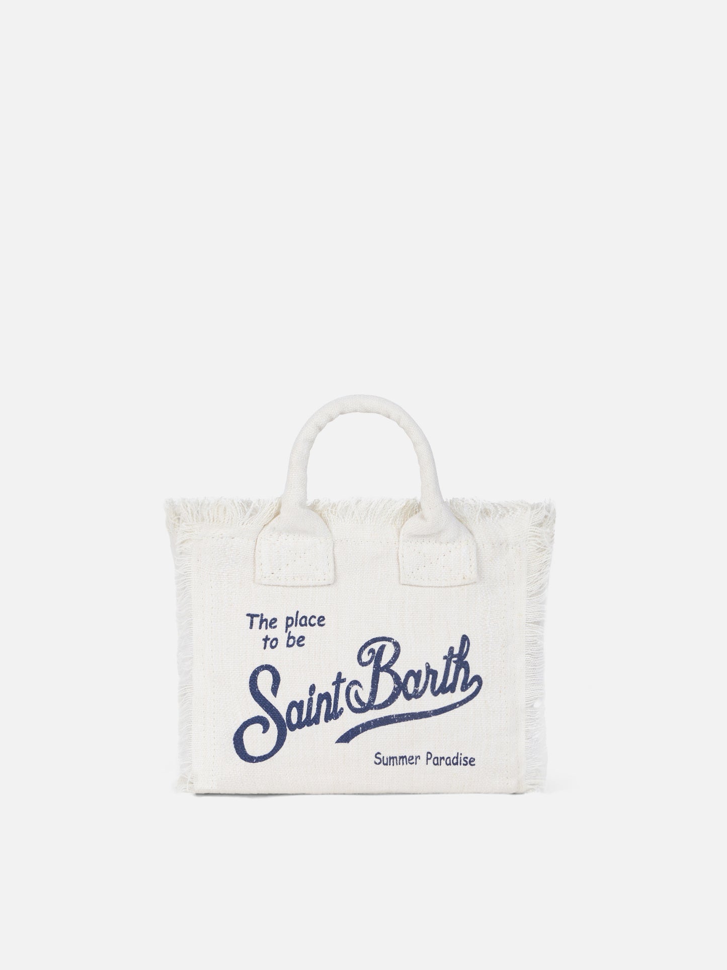 Borsa Mini Vanity in lino bianco panna