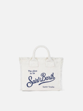 Borsa Mini Vanity in lino bianco panna