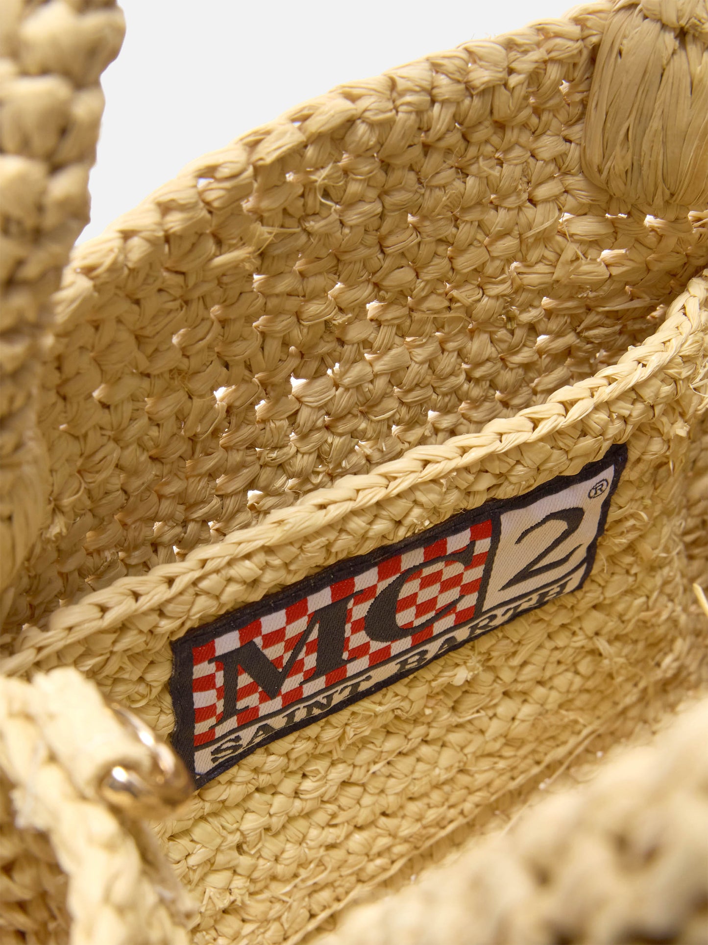 Vanity mini raffia bag with side fringes