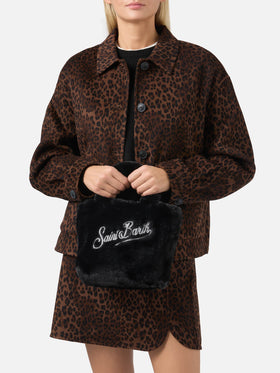 Vanity Mini Soft Handbag in black faux fur