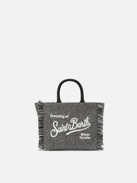 Vanity Mini Wool Handbag in herringbone wool blend