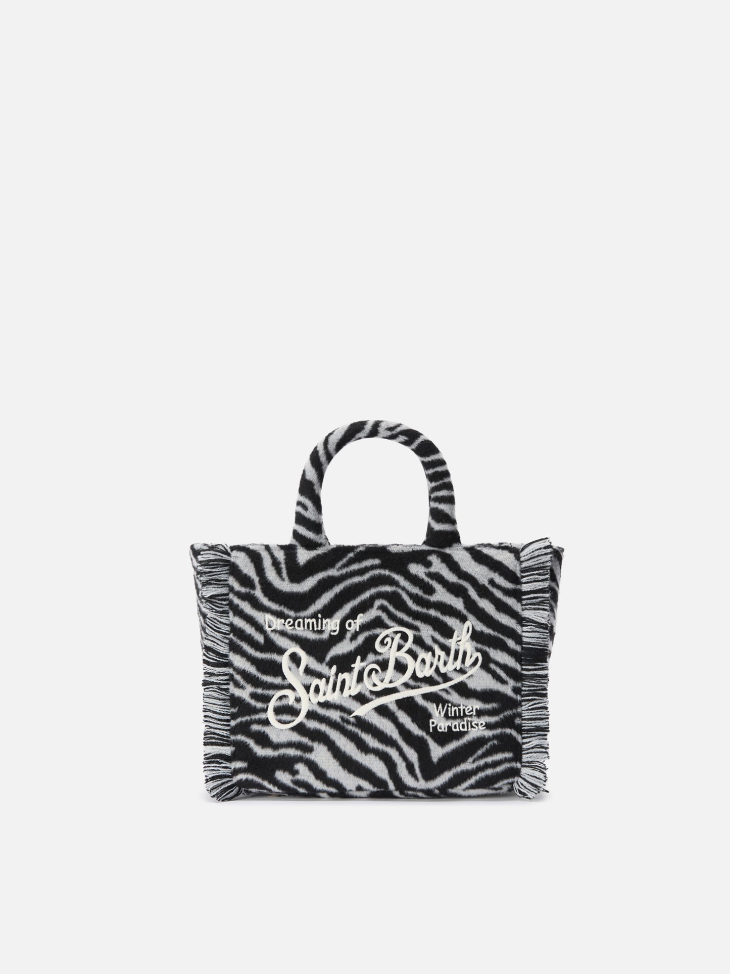 Borsa a mano Vanity Mini Felt in misto lana zebrata