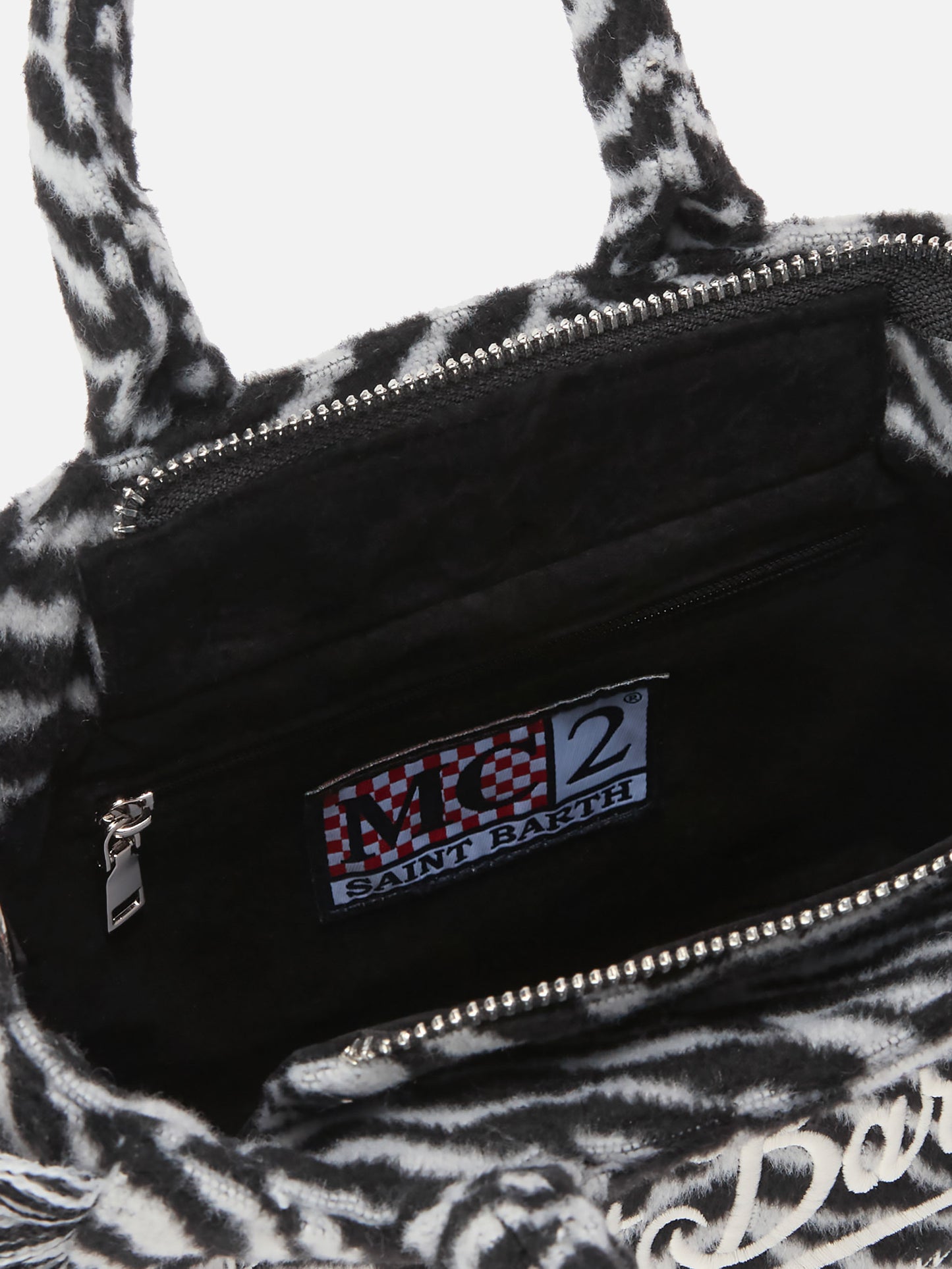 Borsa a mano Vanity Mini Felt in misto lana zebrata