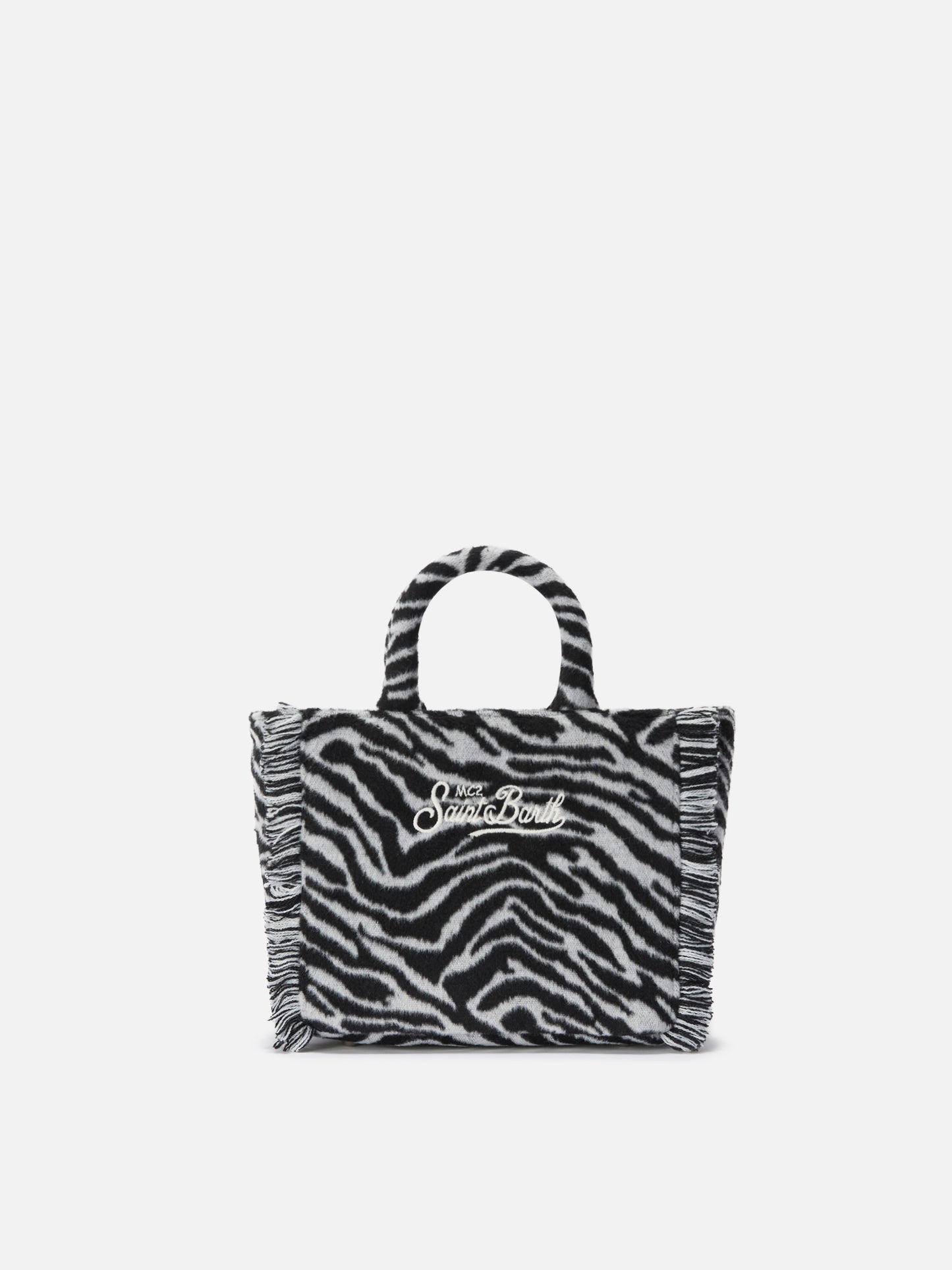 Borsa a mano Vanity Mini Felt in misto lana zebrata