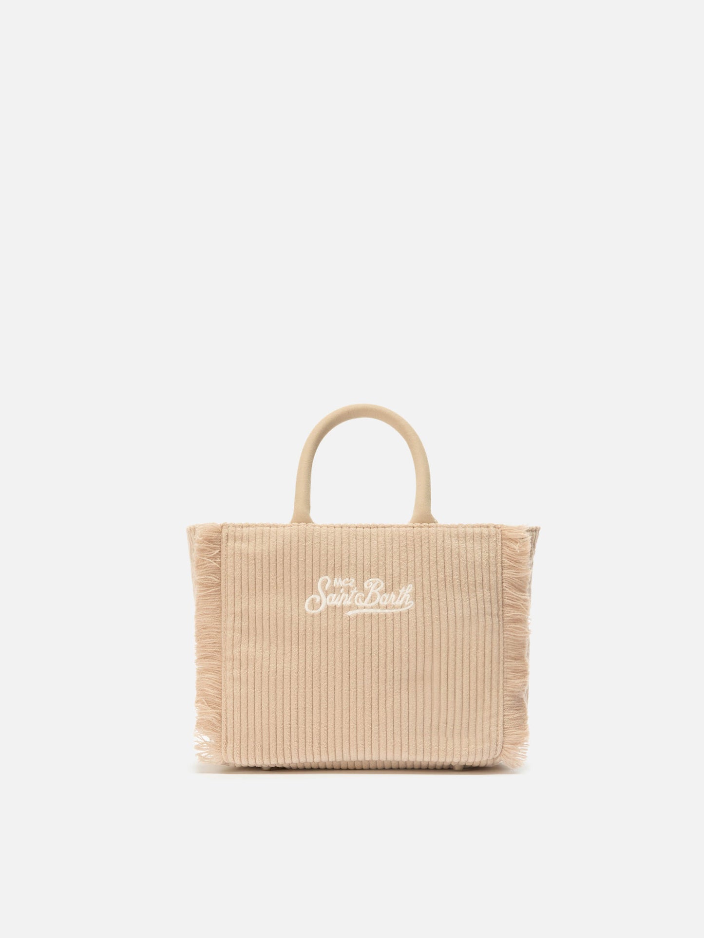 Vanity Mini Corduroy Handbag in beige corduroy velvet and faux suede