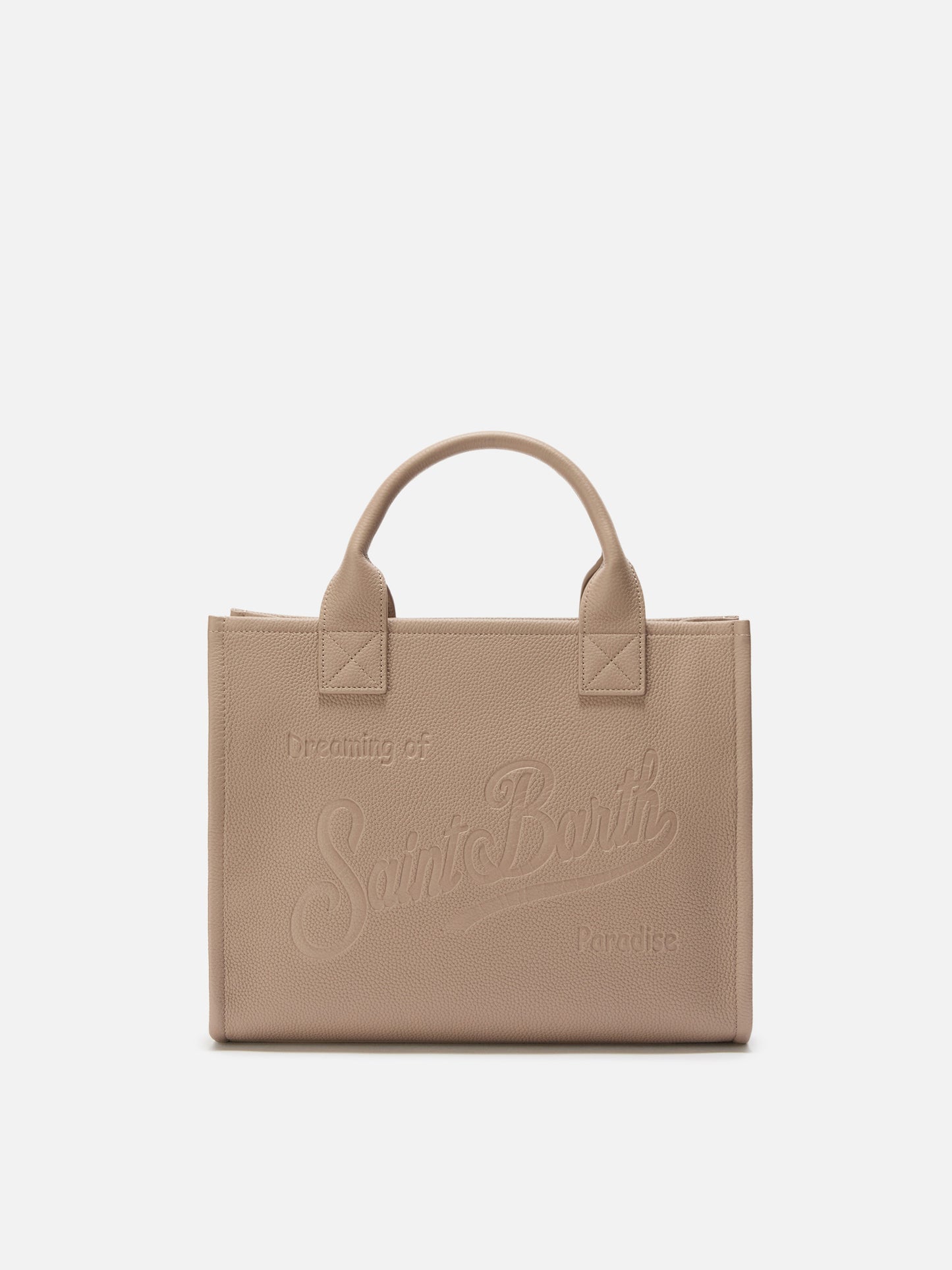 Borsa a spalla Vanity Bag Large in pelle martellata nocciola