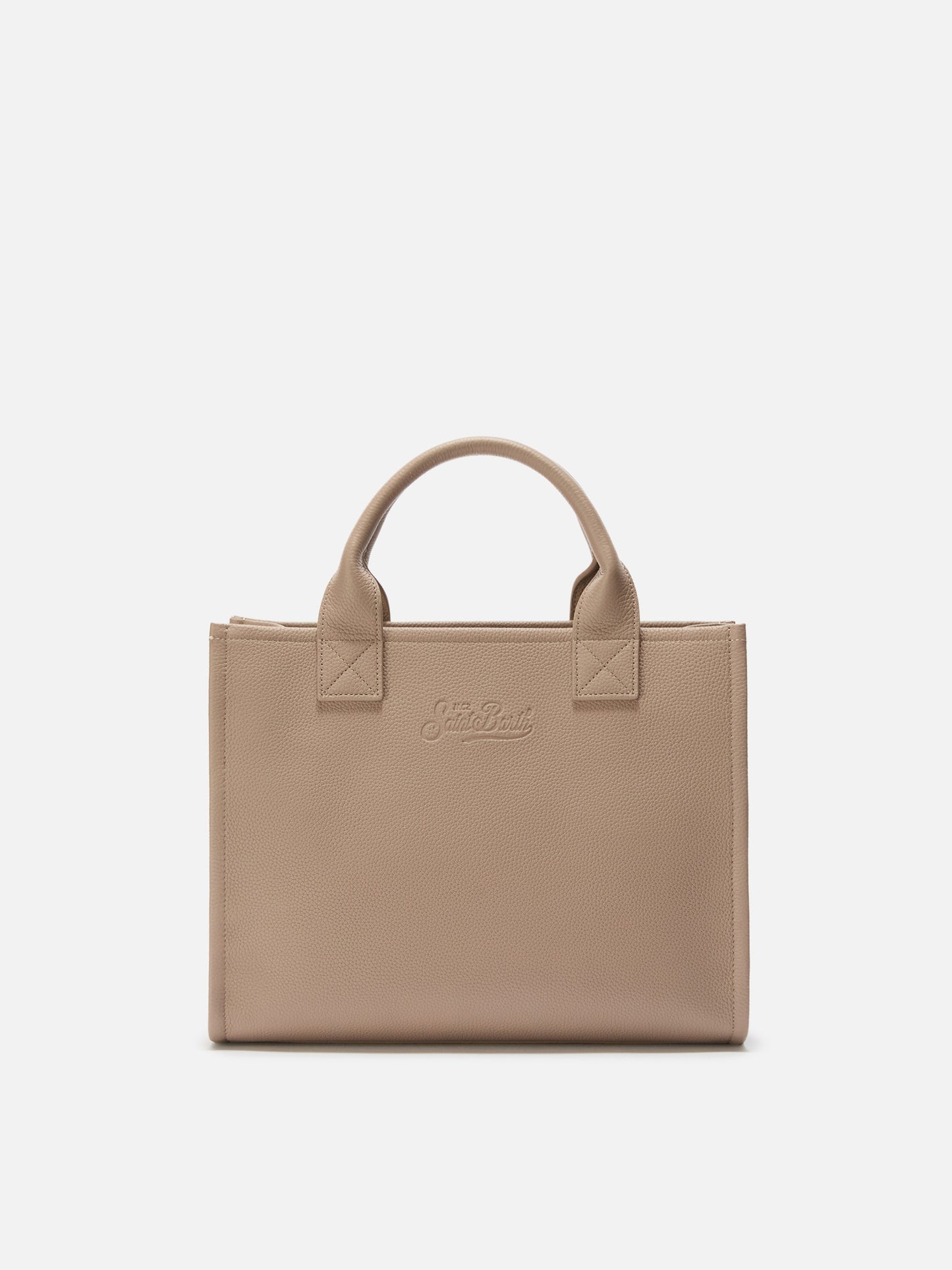 Borsa a spalla Vanity Bag Large in pelle martellata nocciola