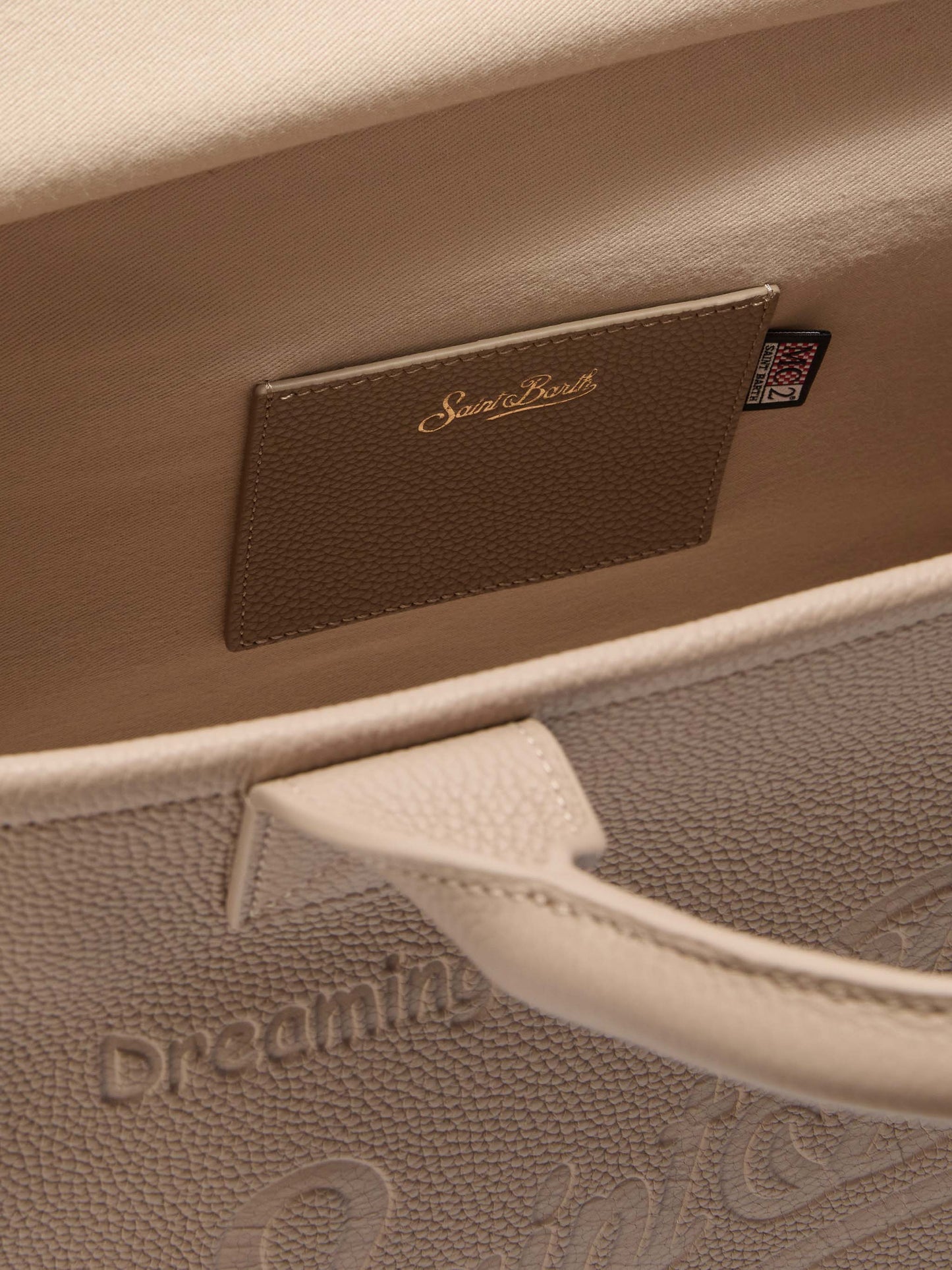 Borsa a spalla Vanity Bag Large in pelle martellata nocciola