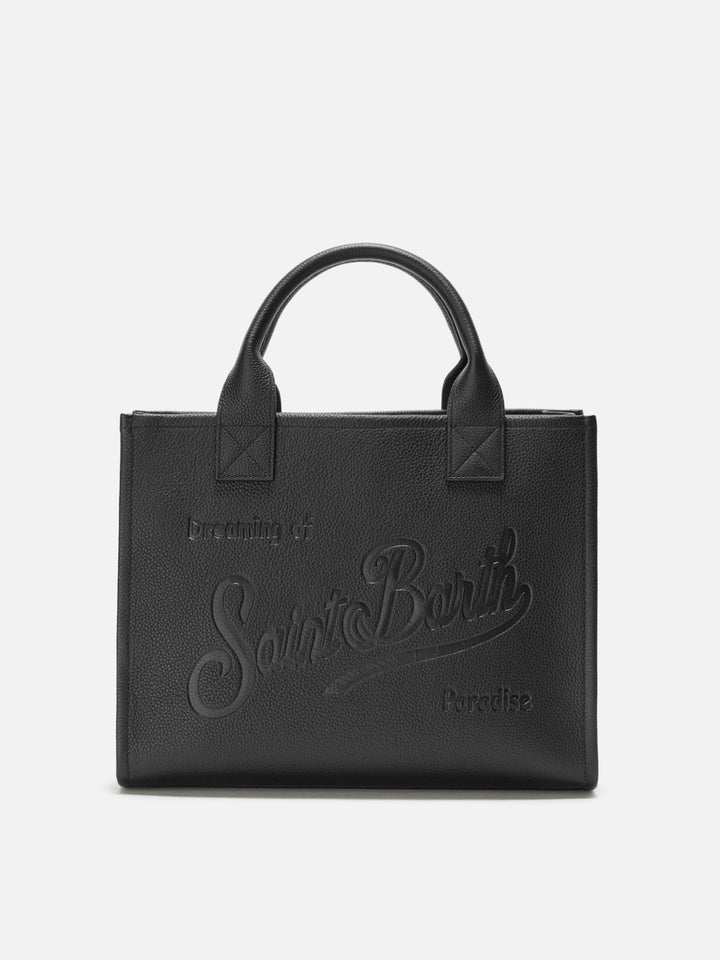 Borsa a spalla Vanity Bag Large in pelle martellata nero
