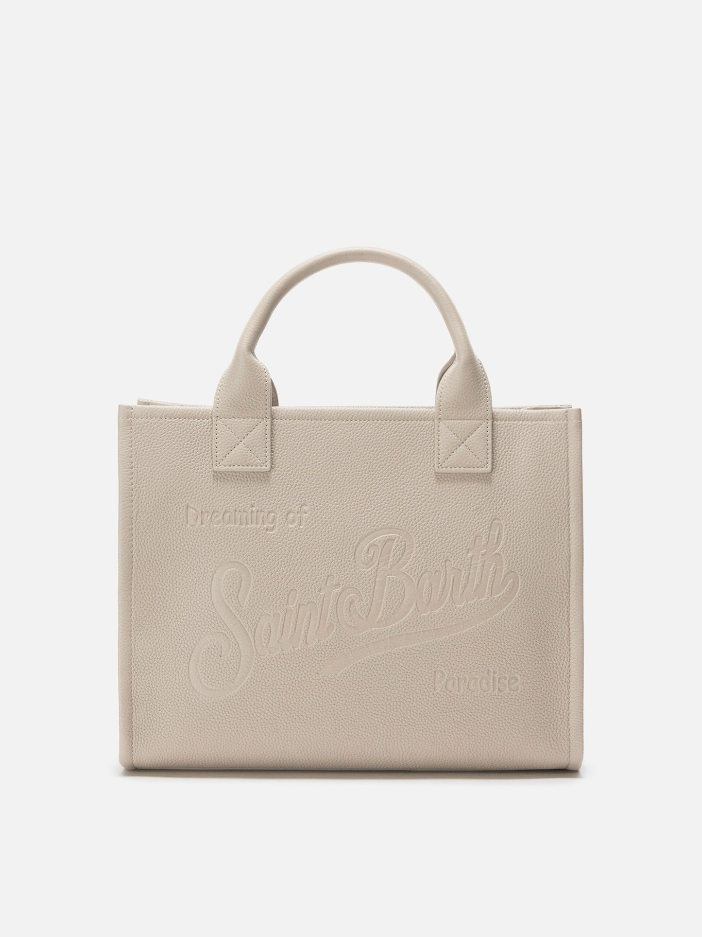 Borsa a spalla Vanity Bag Large in pelle martellata bianca