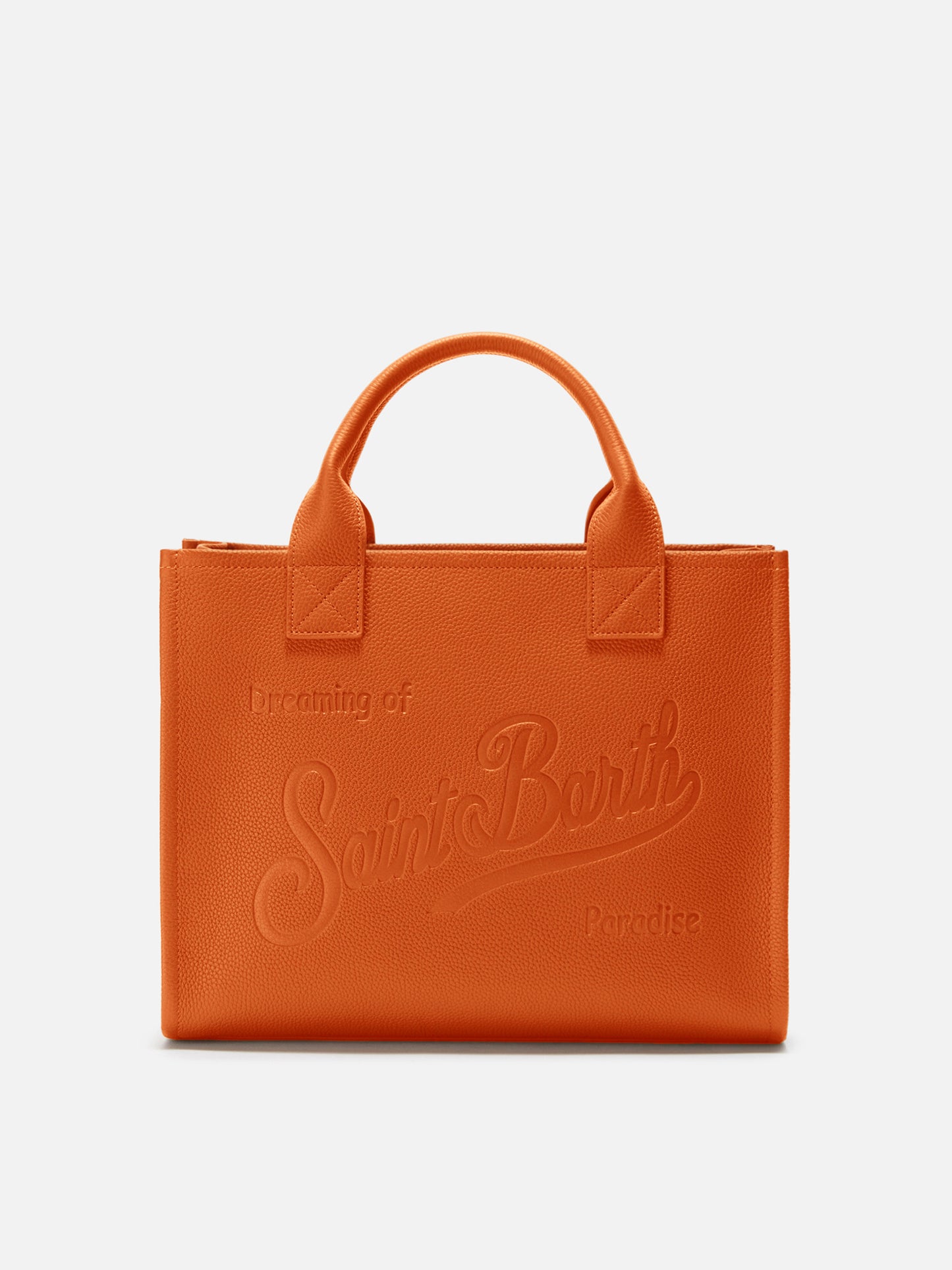 Vanity Bag Large Shoulder Bag in orange hammered leather