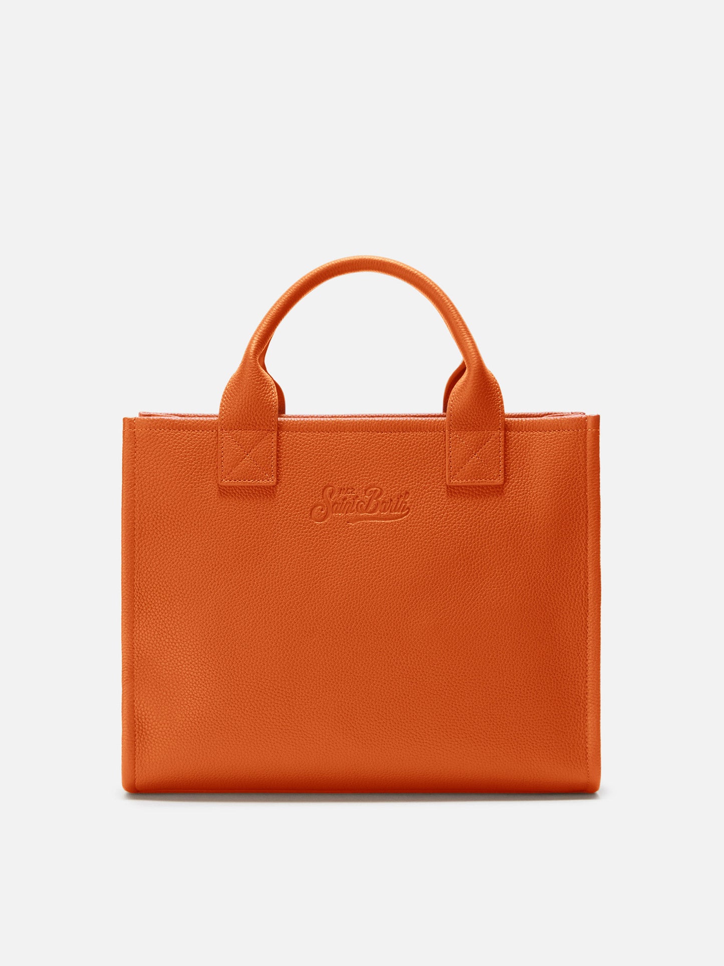 Vanity Bag Large Shoulder Bag in orange hammered leather