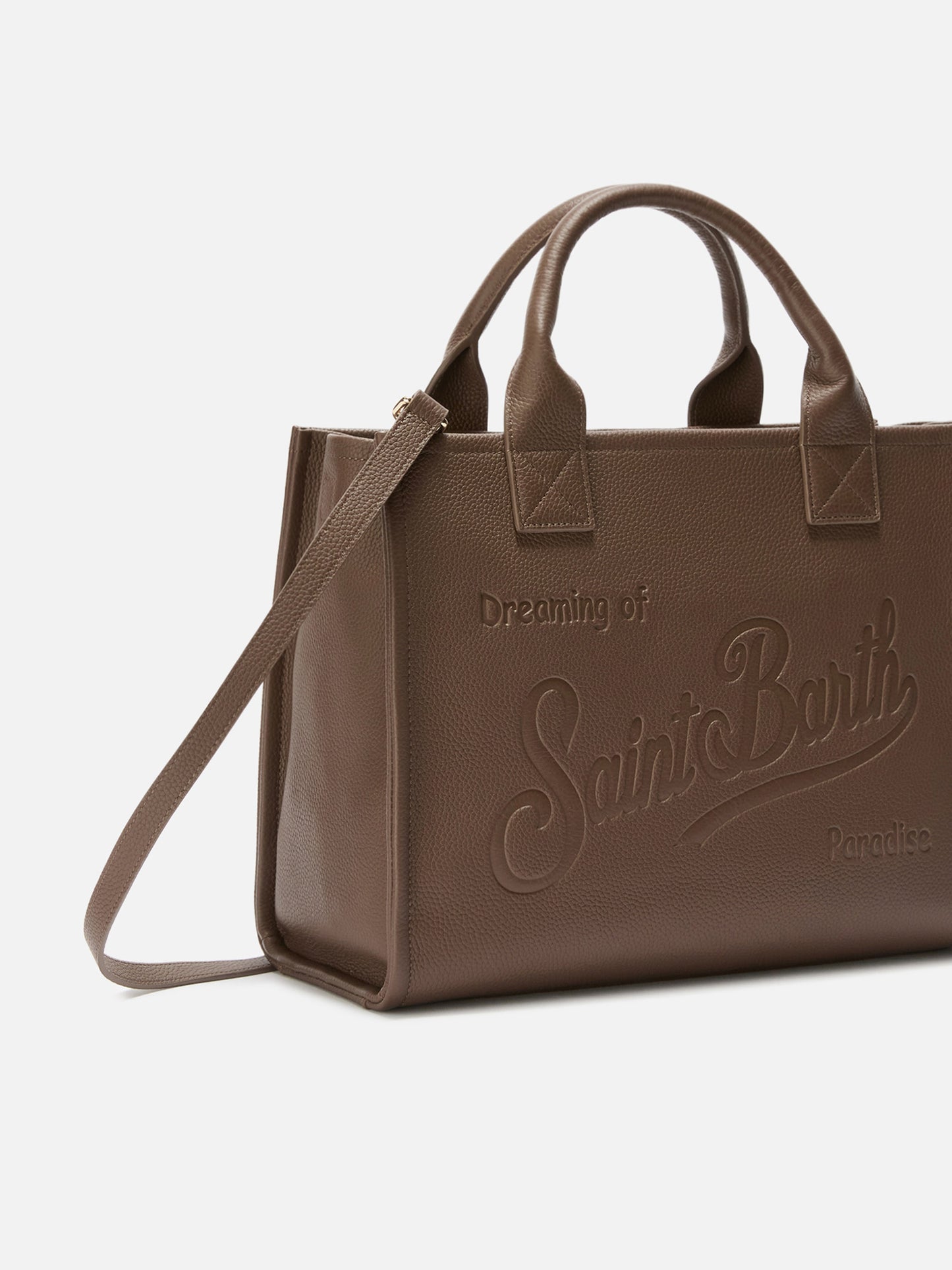 Vanity Bag Large Shoulder Bag in brown hammered leather