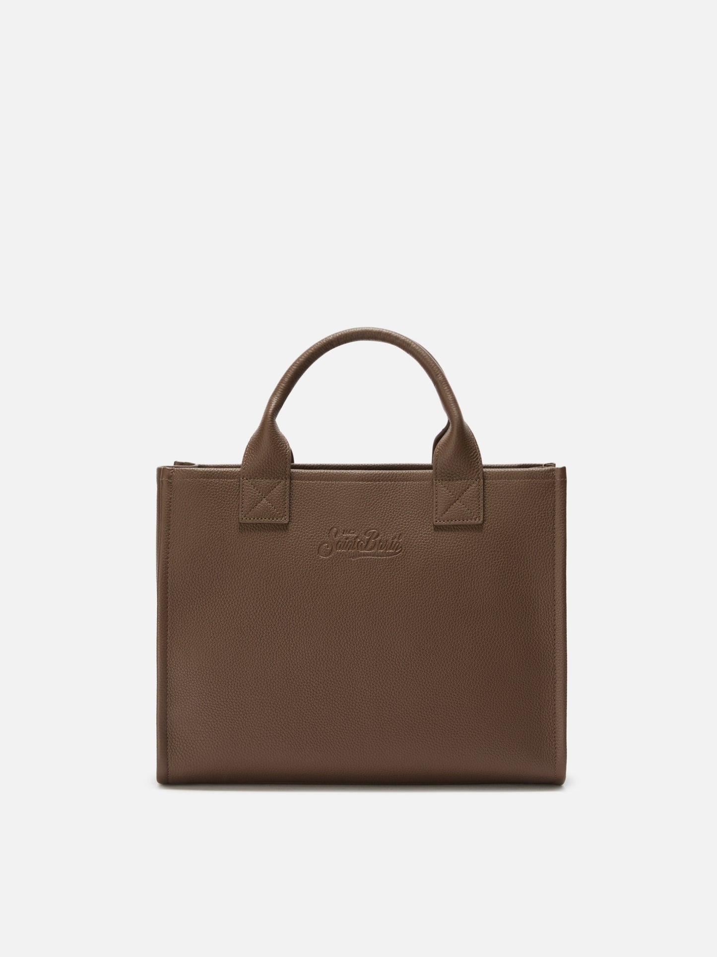 Vanity Bag Large Shoulder Bag in brown hammered leather