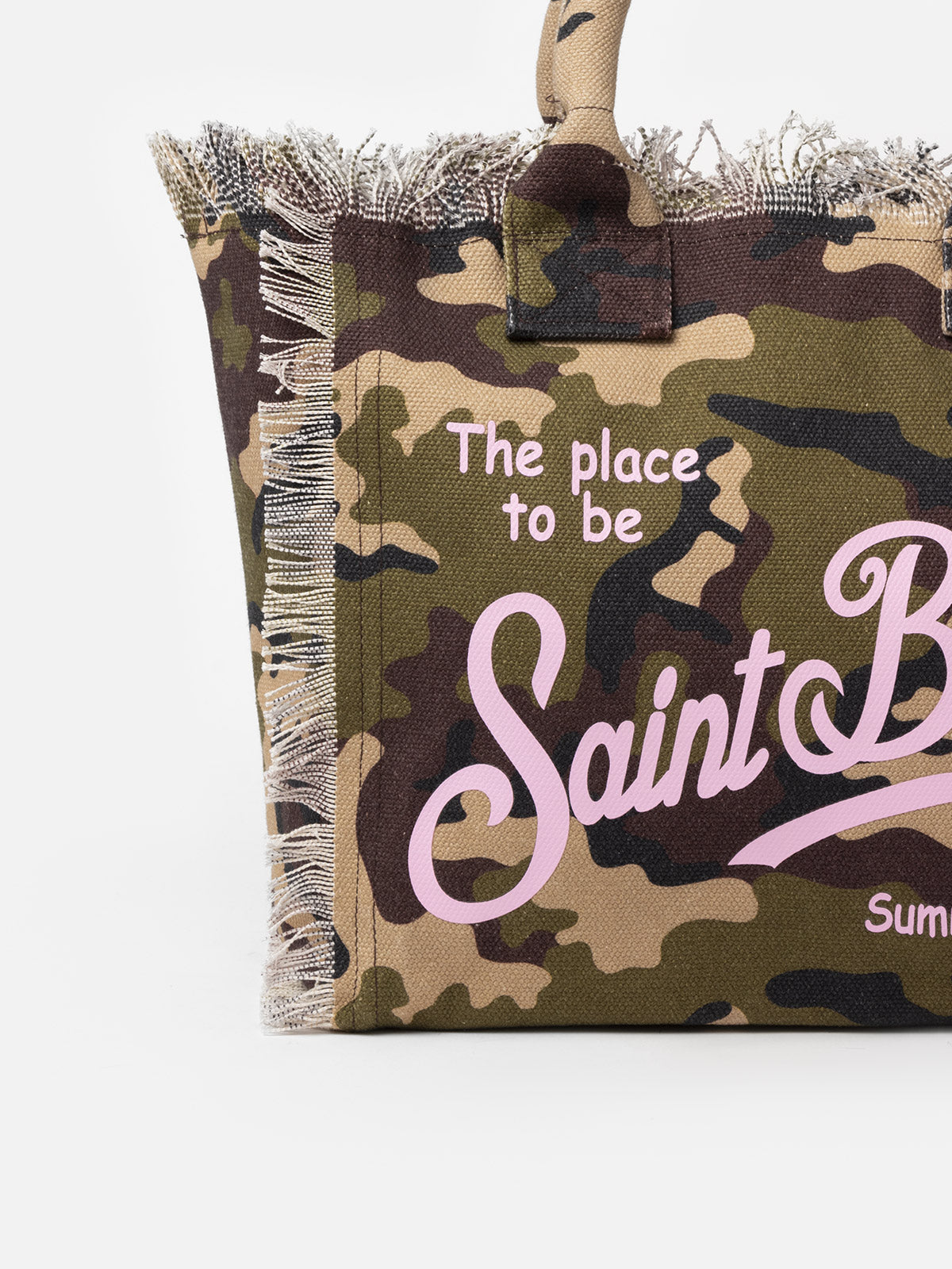 Borsa a spalla Vanity in canvas di cotone con stampa camouflage