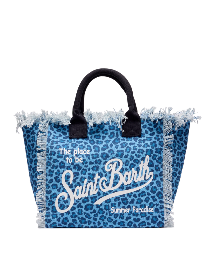 Borsa a spalla Vanity in canvas di cotone con stampa animalier