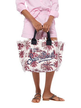 Cotton canvas Vanity tote bag with toile de jouy print | AI CO-CREATED DESIGN BY RICKDICK - POWERED BY RED-EYE - MC2 Saint Barth