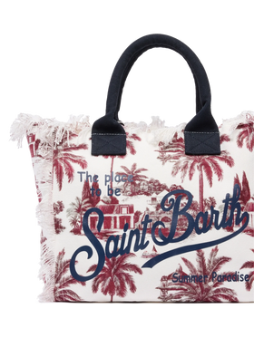 Cotton canvas Vanity tote bag with toile de jouy print | AI CO-CREATED DESIGN BY RICKDICK - POWERED BY RED-EYE - MC2 Saint Barth