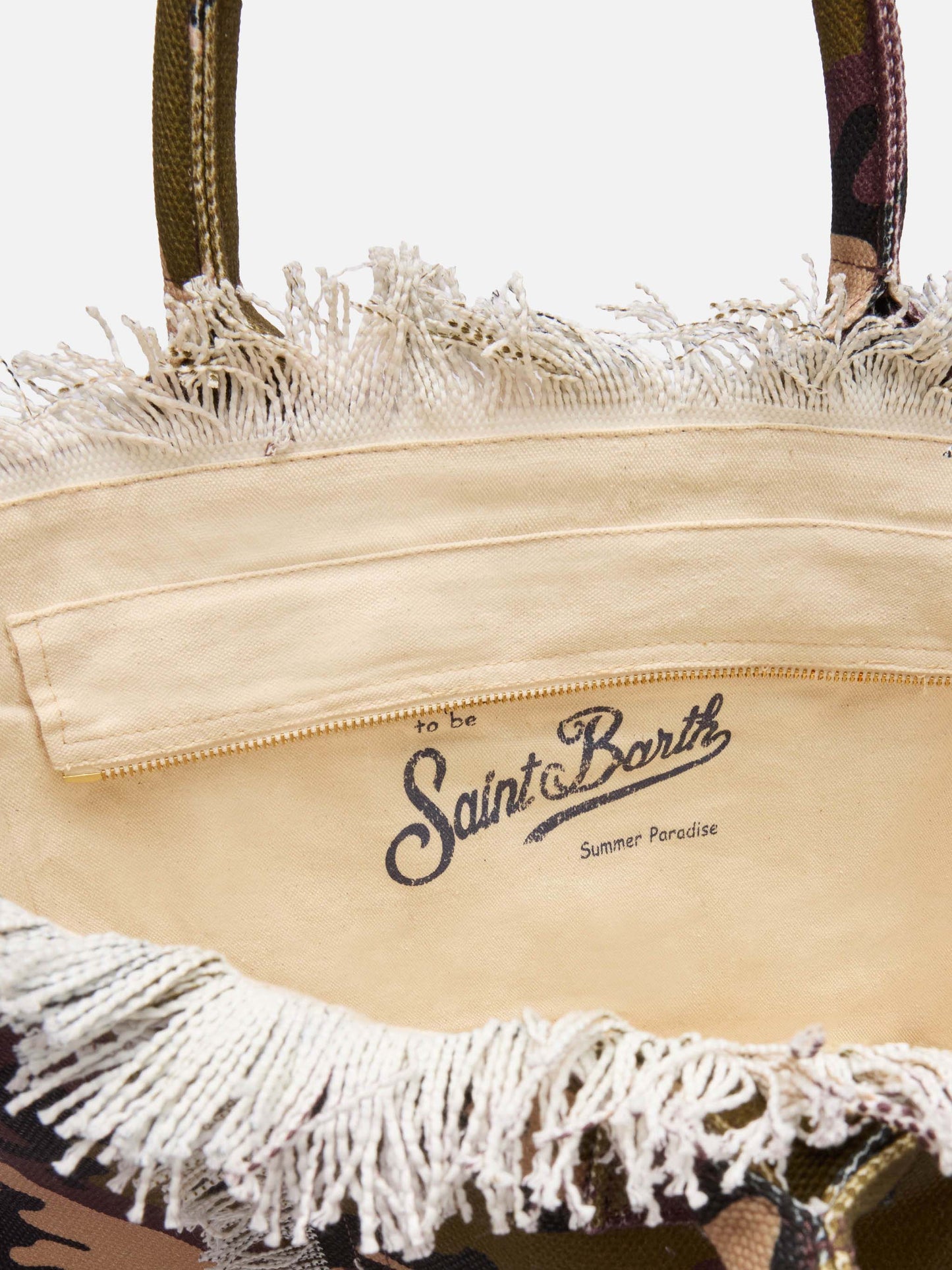 Borsa a spalla Vanity in canvas di cotone con stampa camouflage