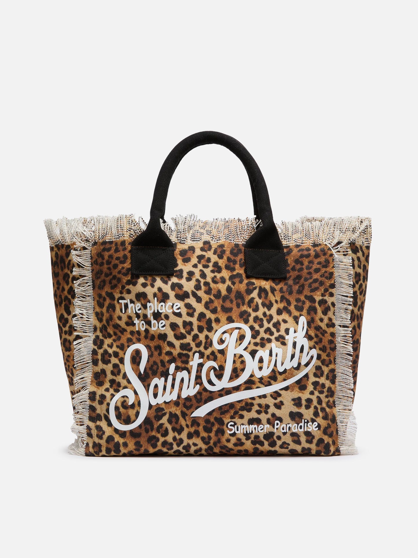 Cotton canvas Vanity tote bag with leopard print