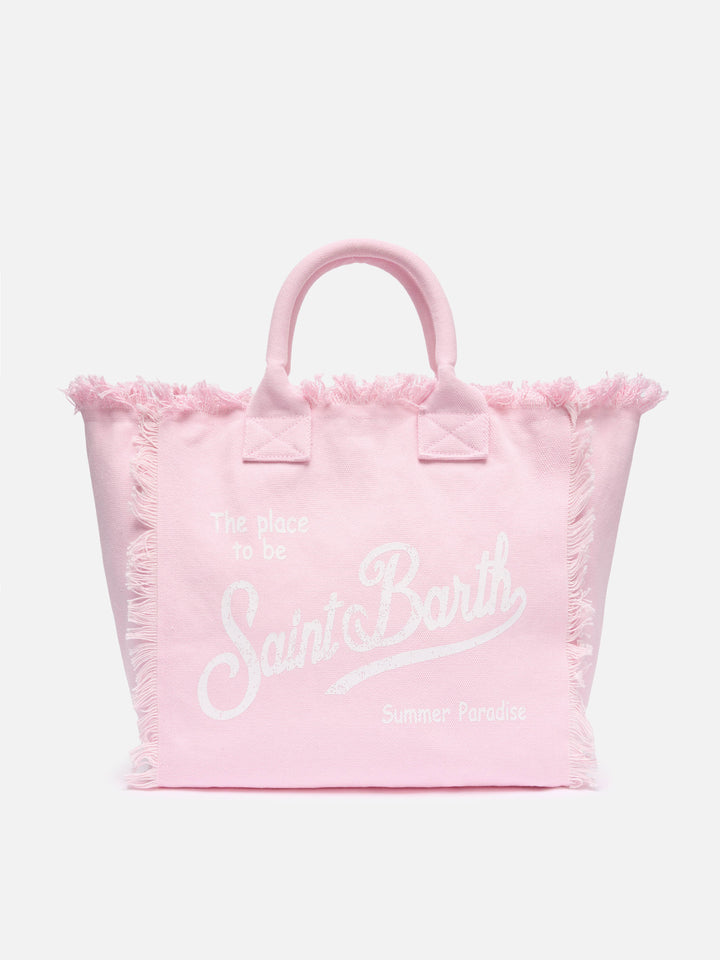 Borsa a spalla Vanity in canvas di cotone rosa