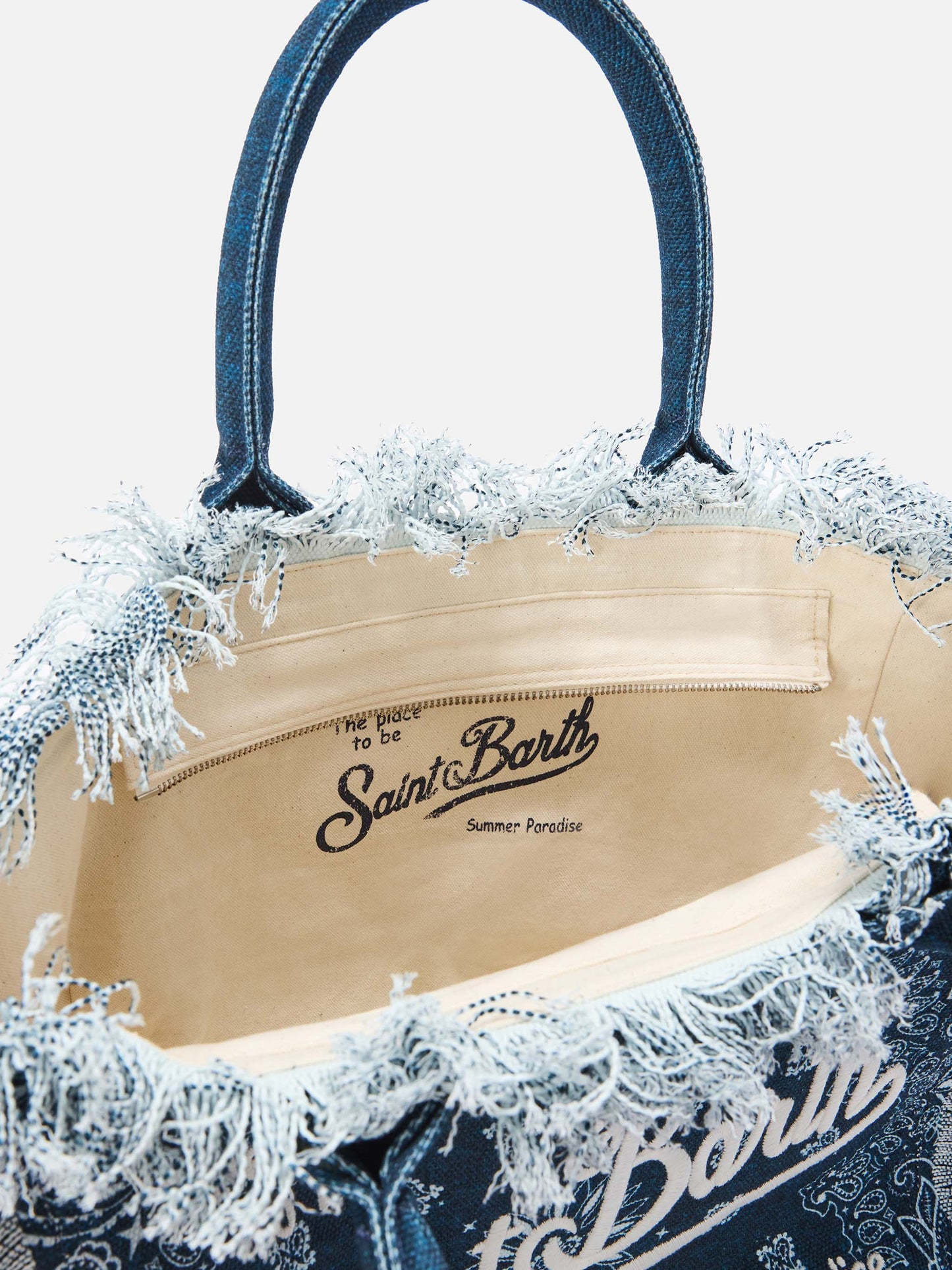 Light blue canvas Vanity regular bag with bandana print