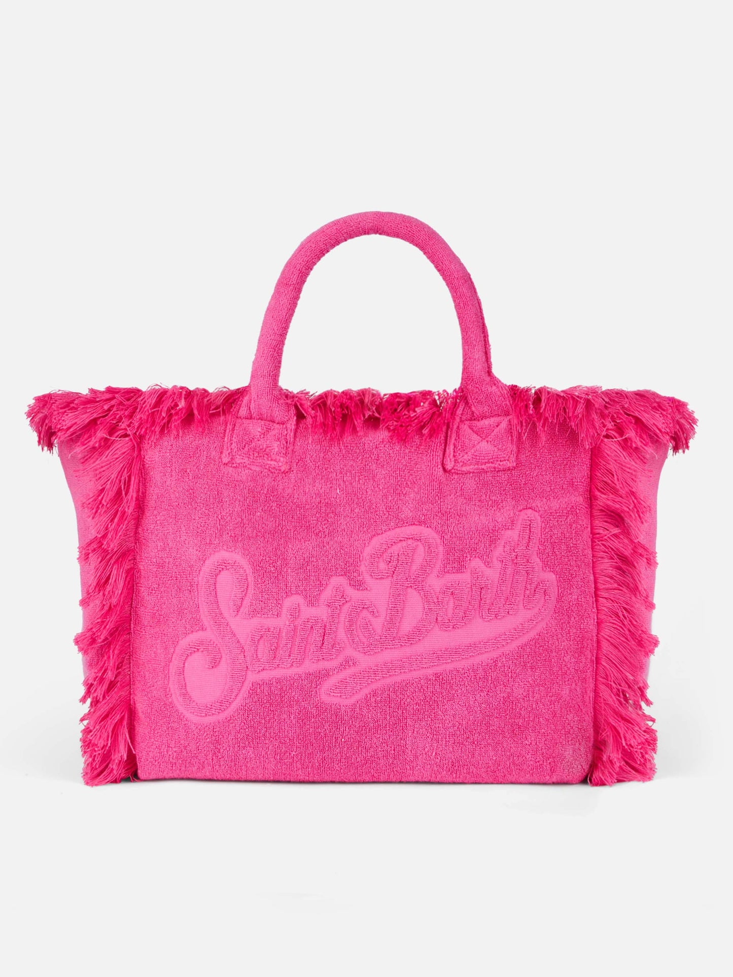 Borsa a spalla Vanity Terry fucsia con logo in bassorilievo