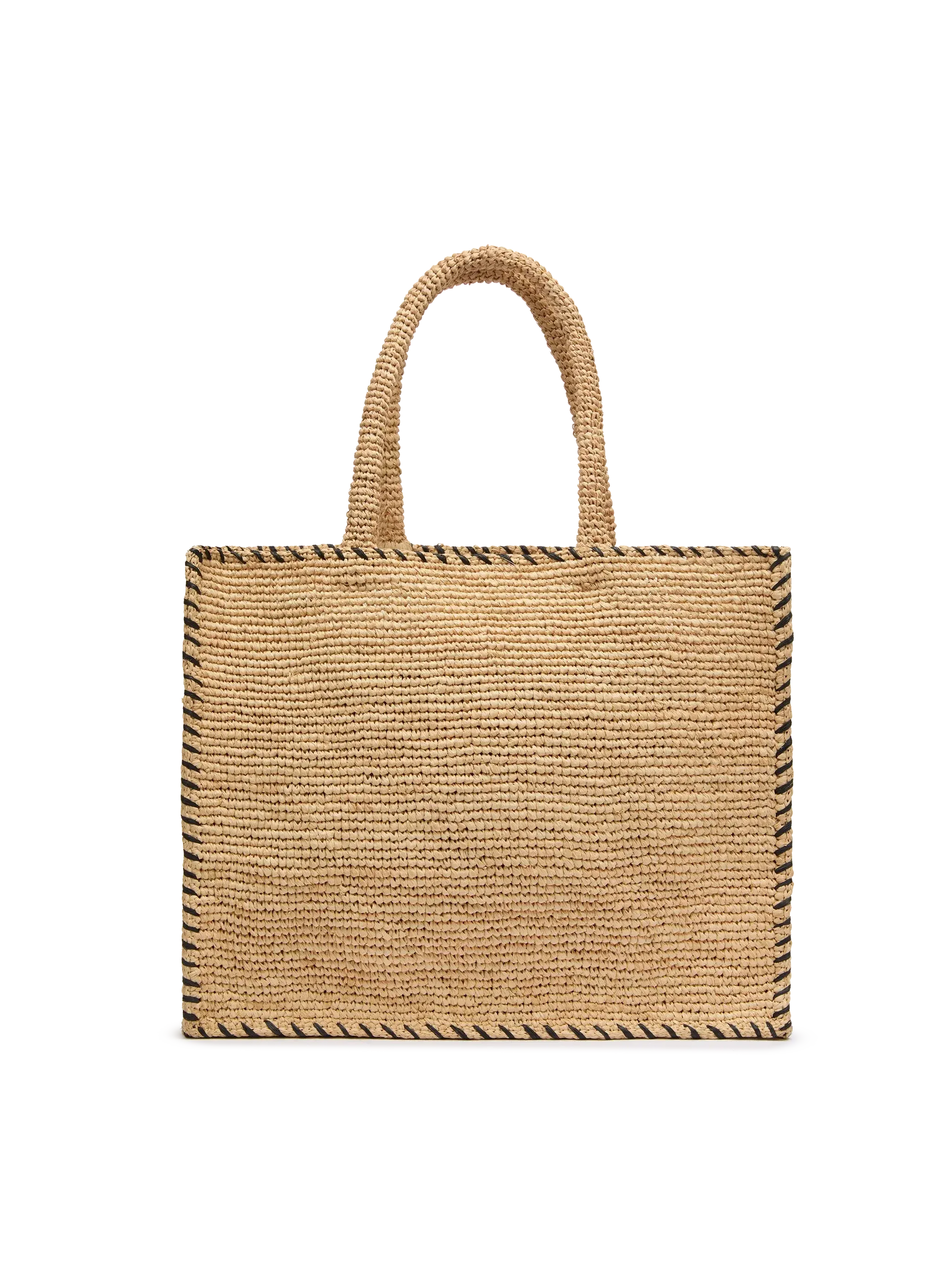Natural beige Vanity Raffia shoulder bag with black trim - MC2 Saint Barth