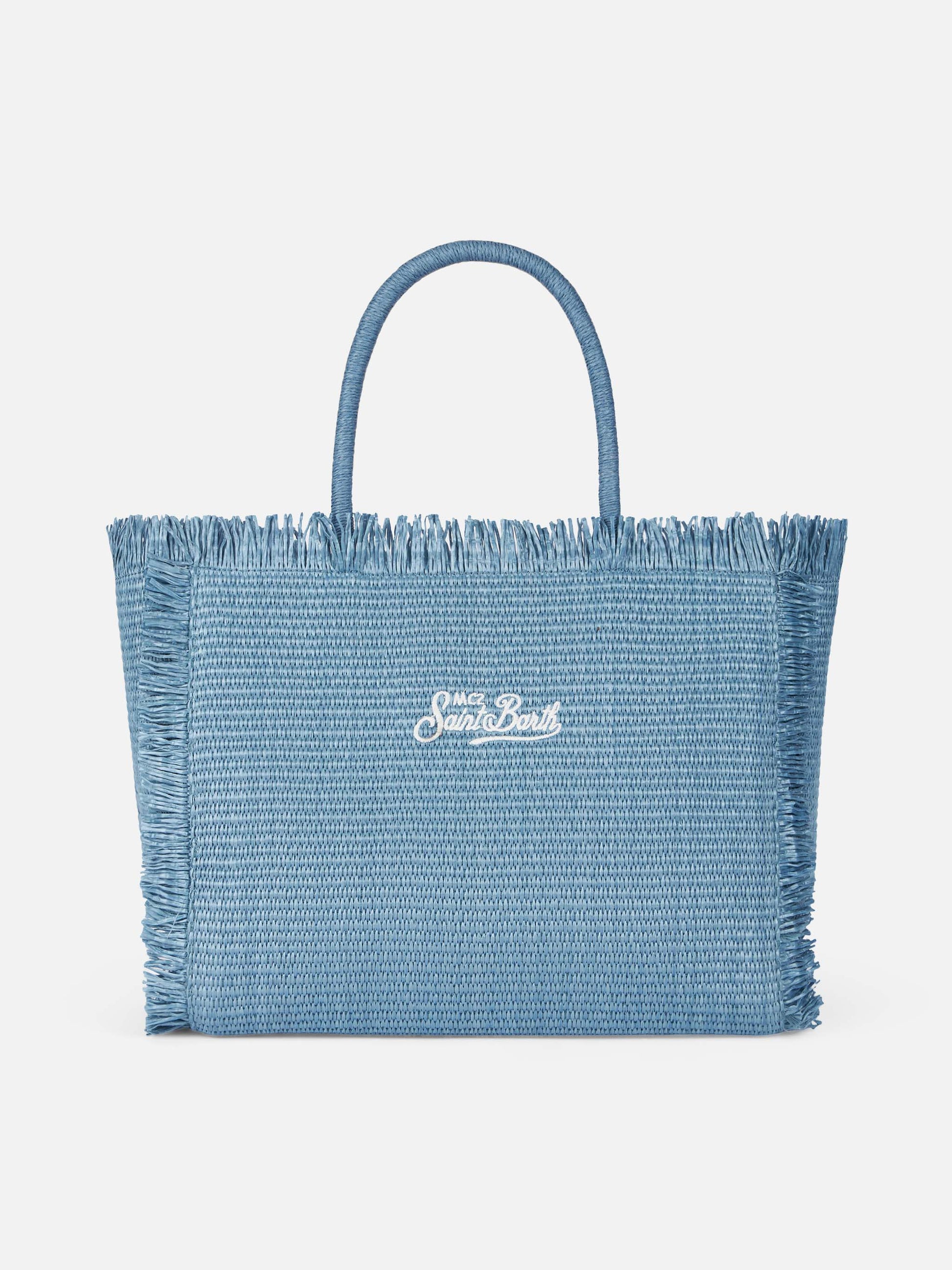 Denim blue straw effect Vanity tote bag - MC2 Saint Barth