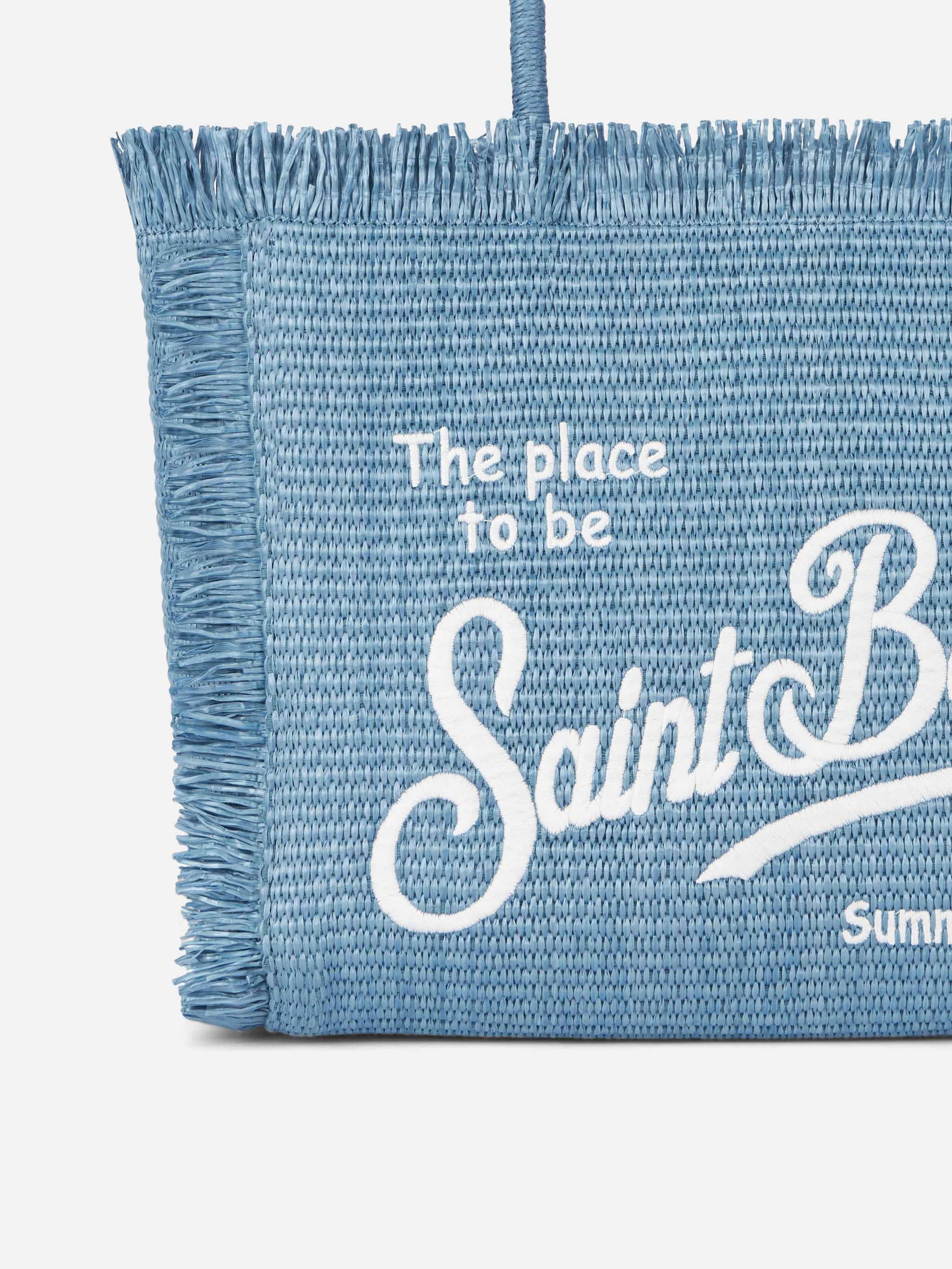 Denim blue straw effect Vanity tote bag - MC2 Saint Barth