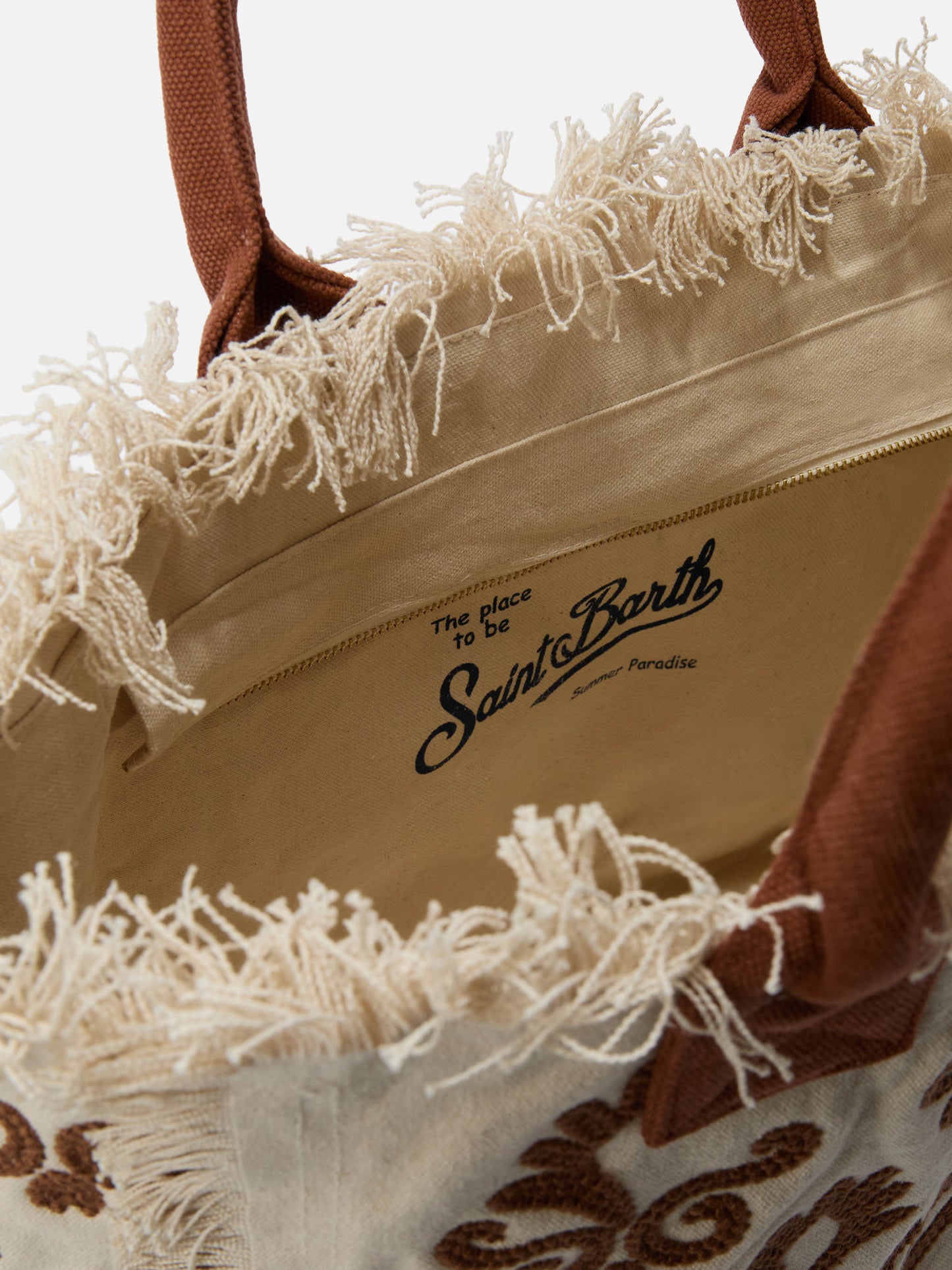 Borsa Vanity regular in canvas con ricamo lily tufting marrone