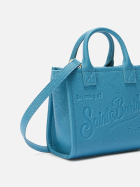 Borsa a spalla Vanity Bag Mini in pelle martellata ottanio