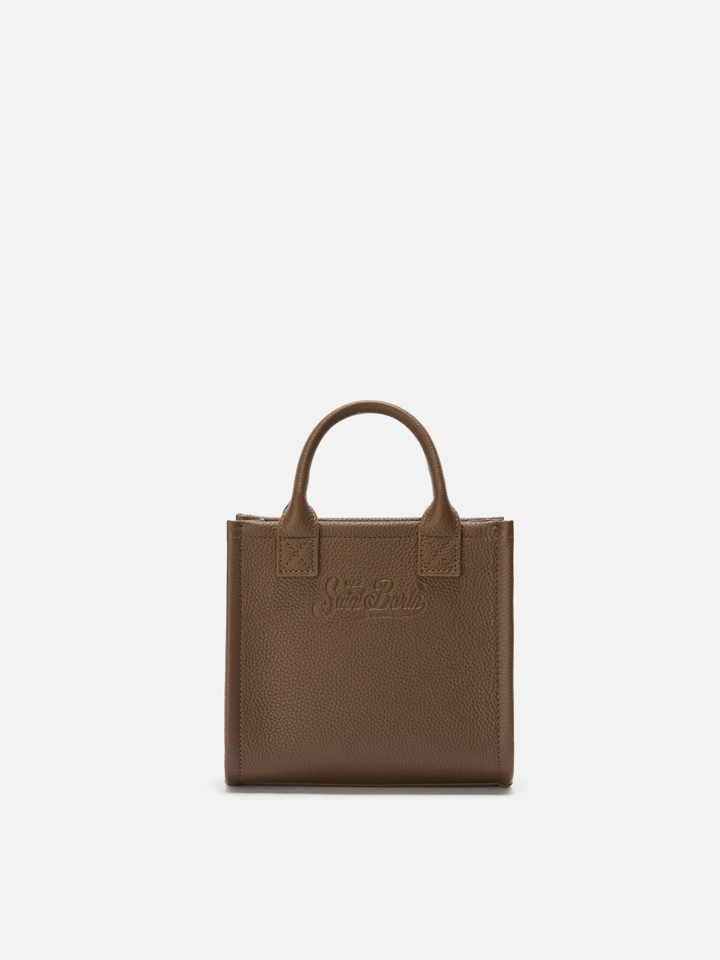 Borsa a spalla Vanity Bag Mini in pelle martellata marrone