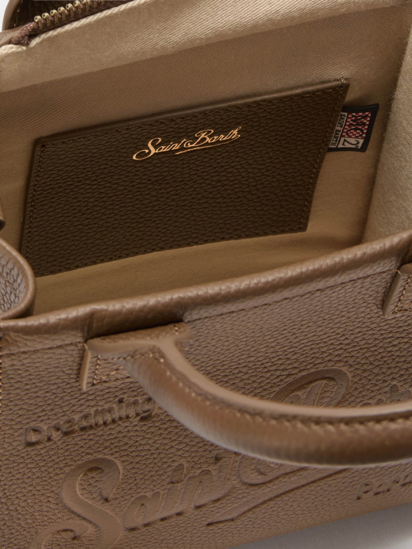 Borsa a spalla Vanity Bag Mini in pelle martellata marrone