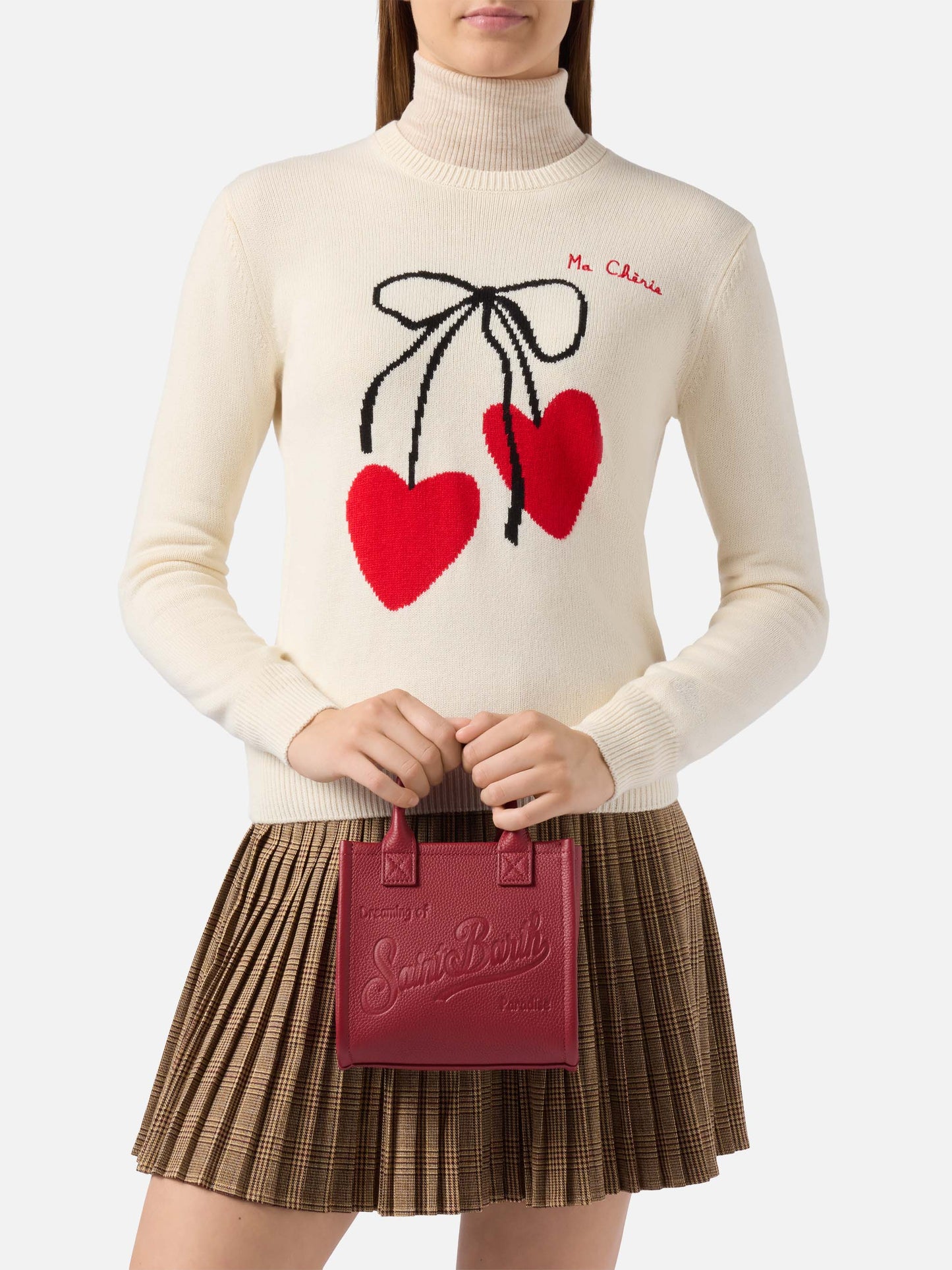 Vanity Bag Mini Shoulder Bag in burgundy hammered leather