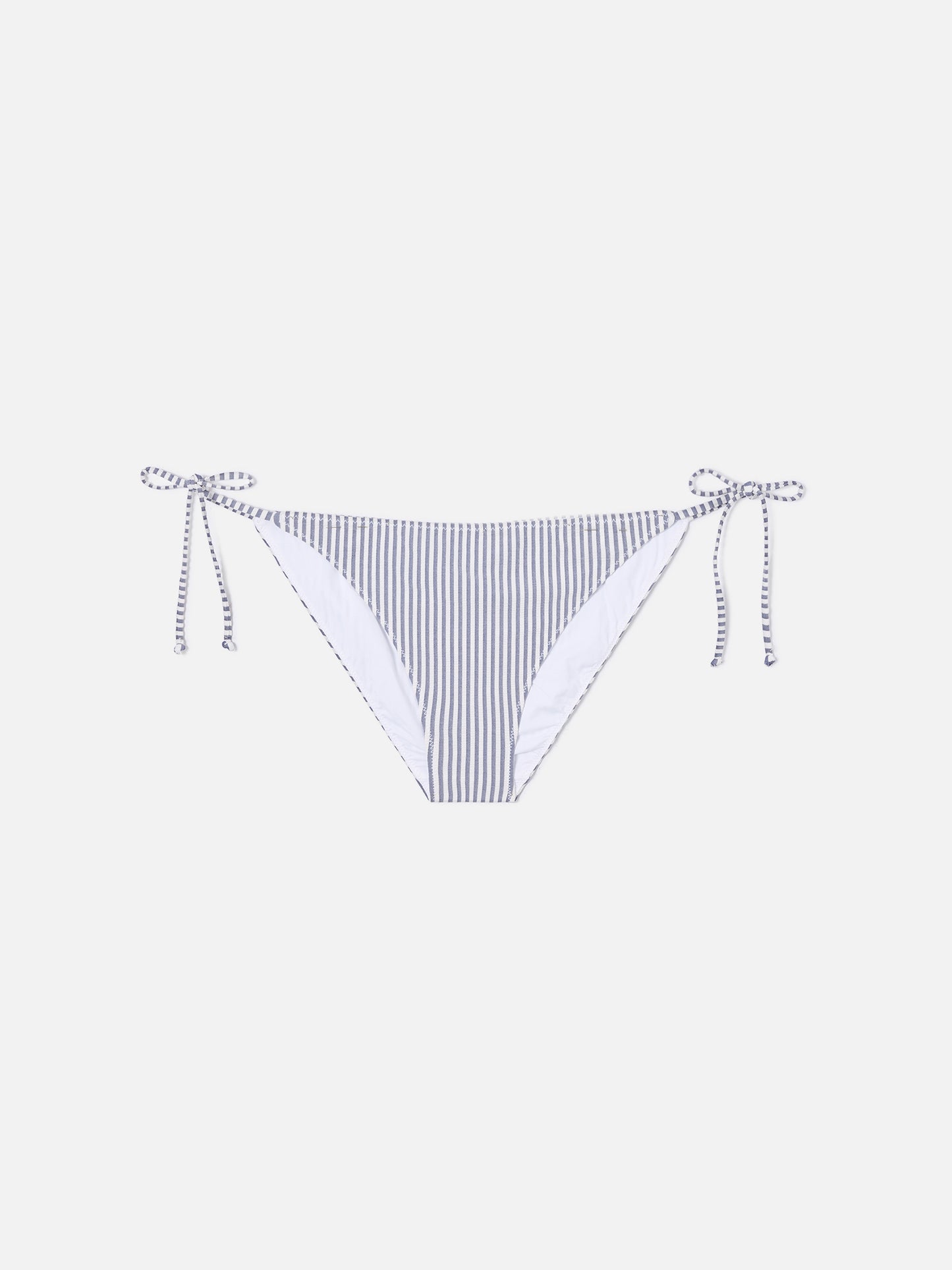 Virgo classic bikini bottoms in seersucker fabric with blue striped print