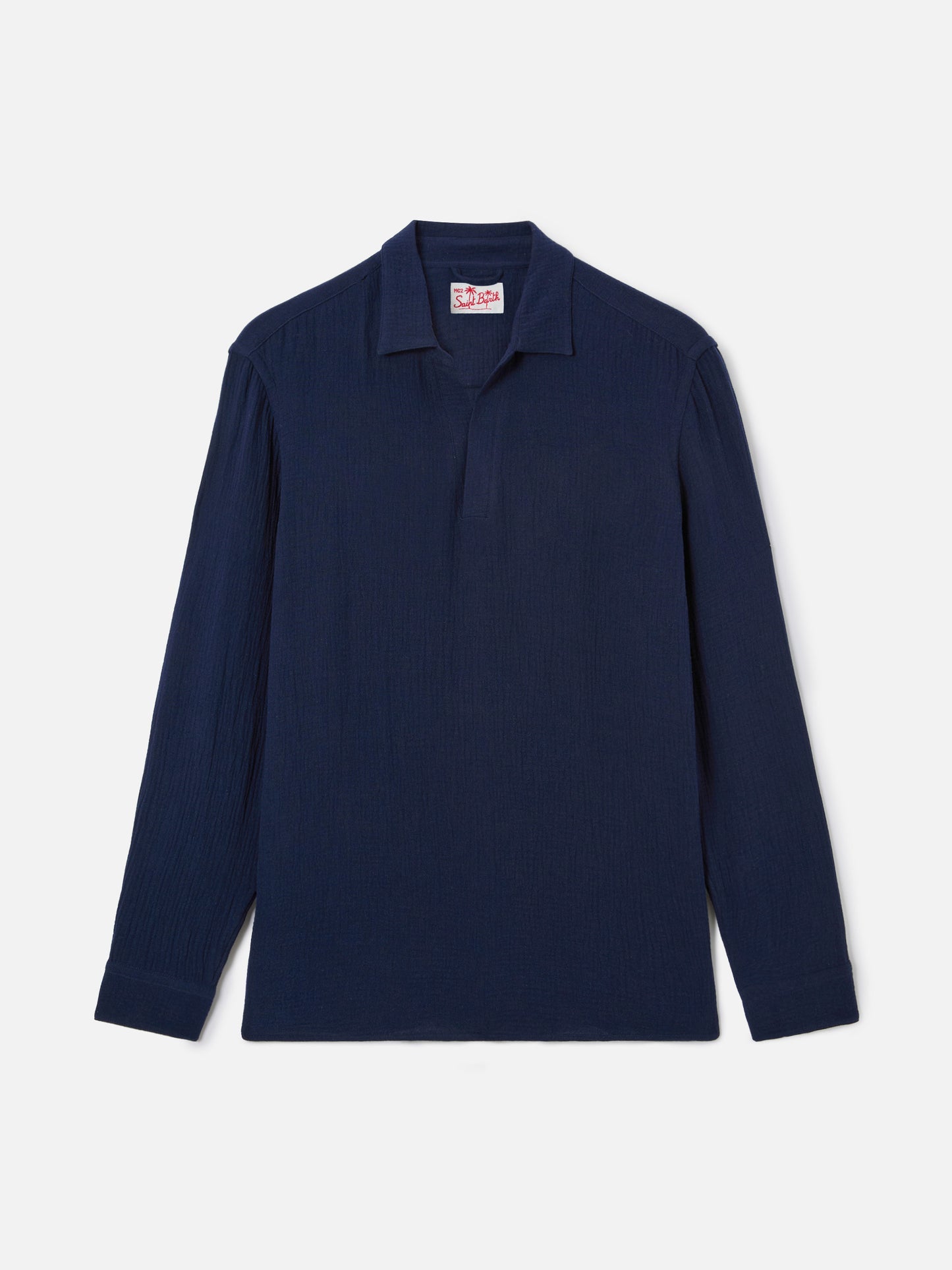 Polo Ventotene en coton gaufré bleu marine