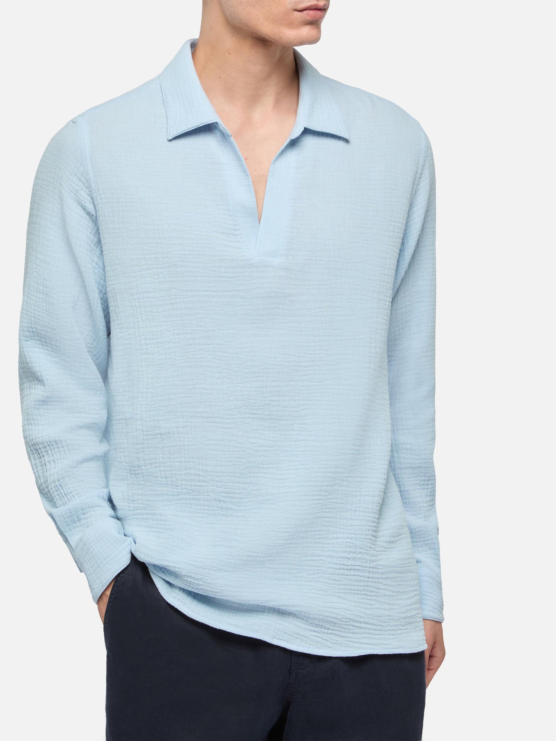 Light blue cotton gauze polo shirt Ventotene - MC2 Saint Barth