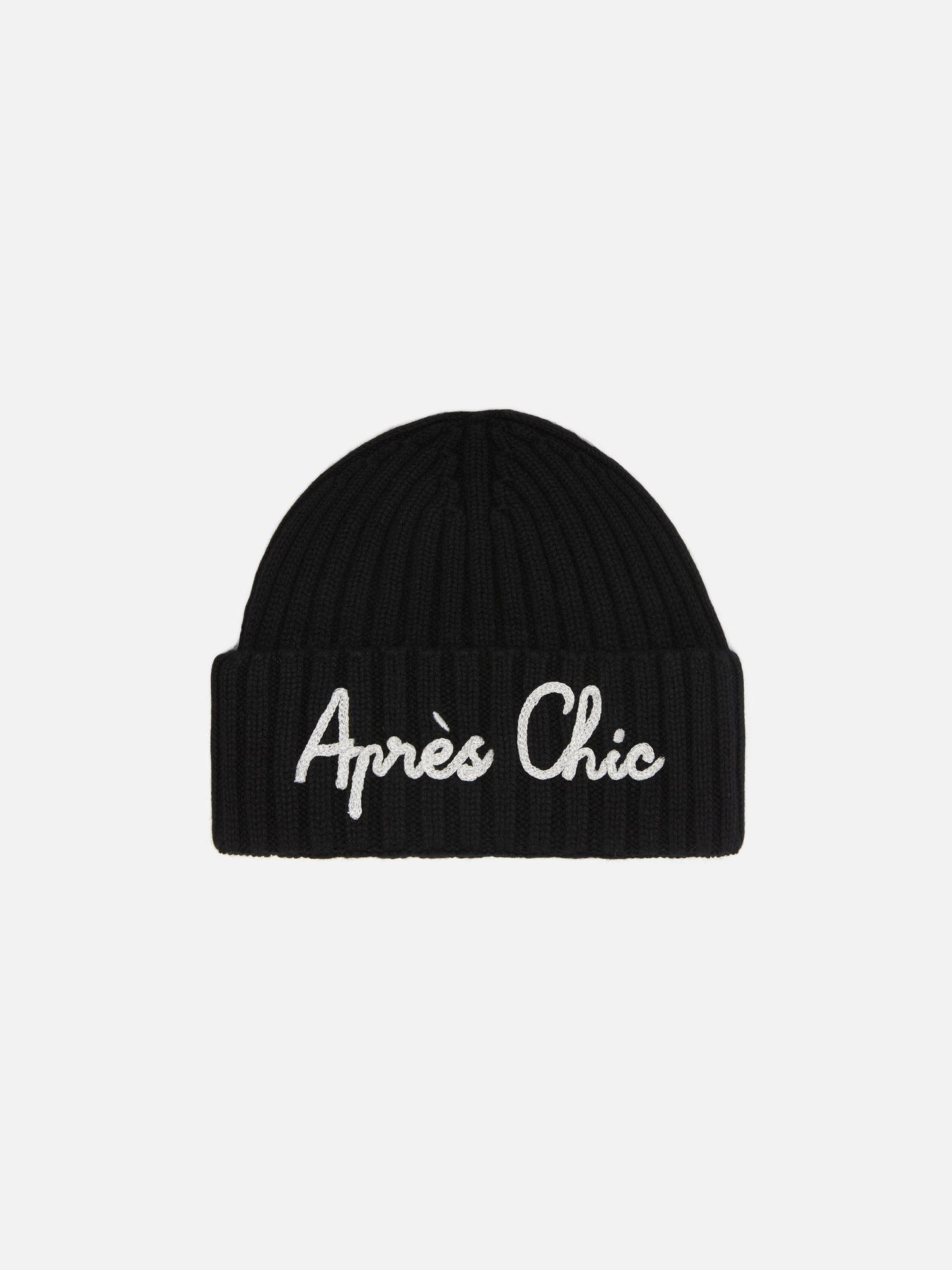 Wengen beanie in cashmere blend in black with lurex Après Chic embroidery