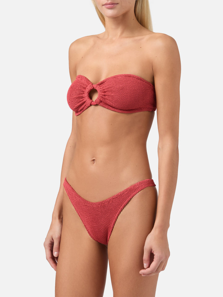 Bandeau bikini Yulia Naomi in brick red crinkle