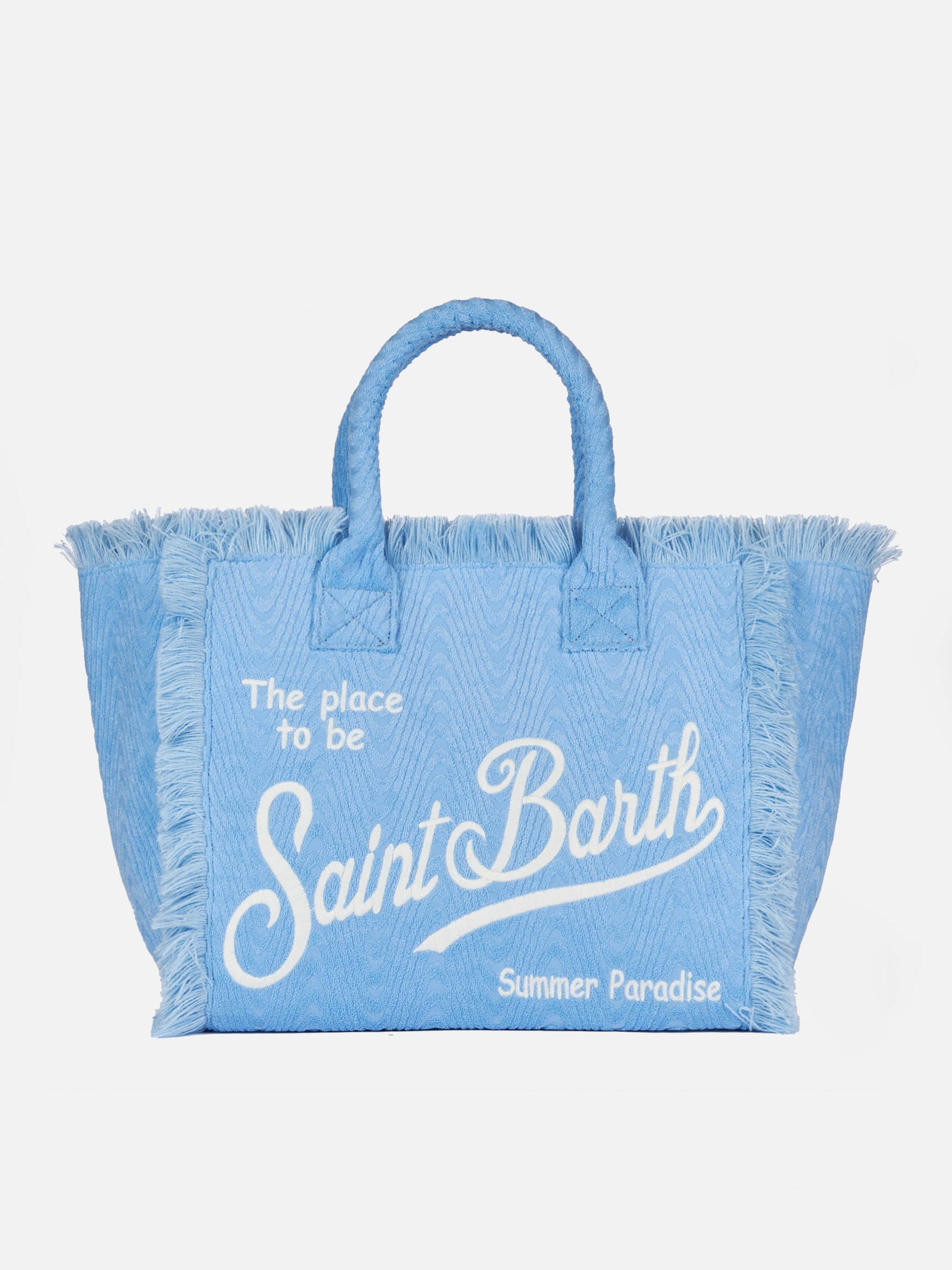 Light blue terry embossed Vanity Sponge tote bag - MC2 Saint Barth
