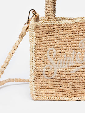 Beige Mini Vanity Raffia bag with Saint Barth embroidery - MC2 Saint Barth