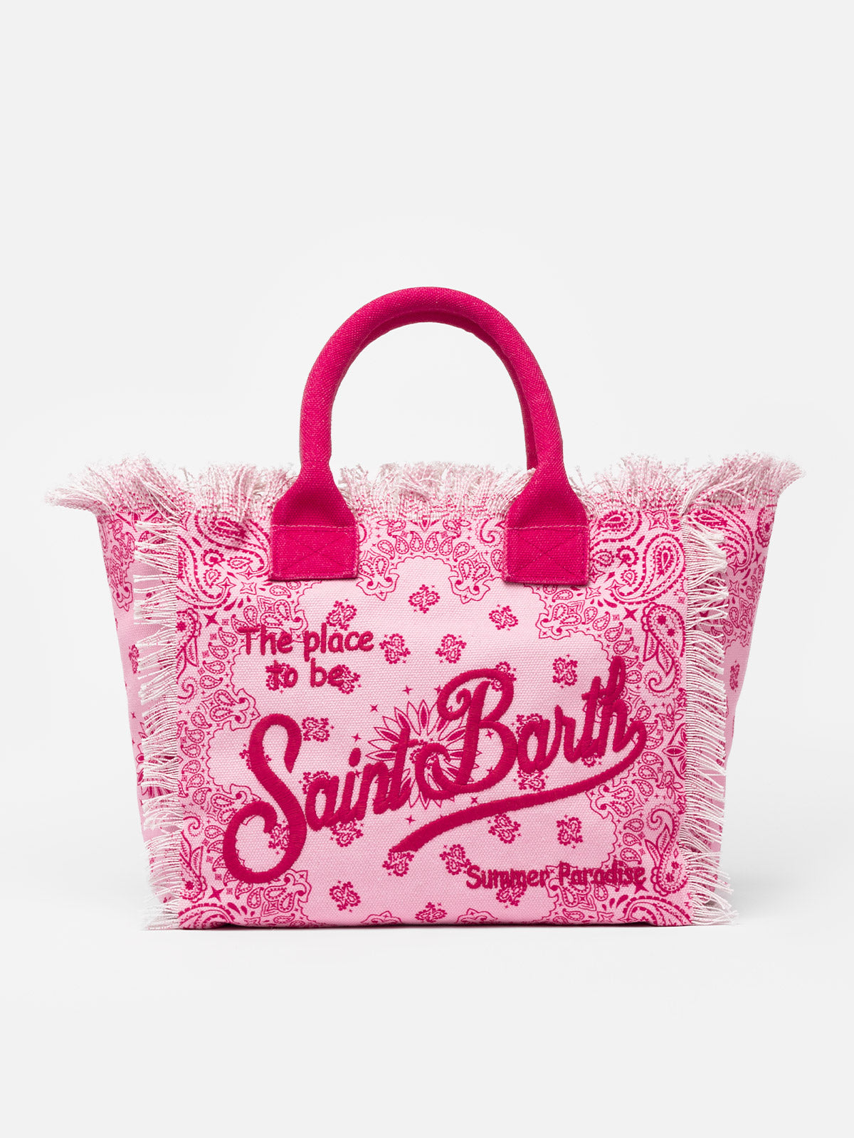 トートバッグ MC2 Saint Barth VANITY - Canvas bag with bandana print Pink cotton canvas Vanity tote bag with toile de jouy print