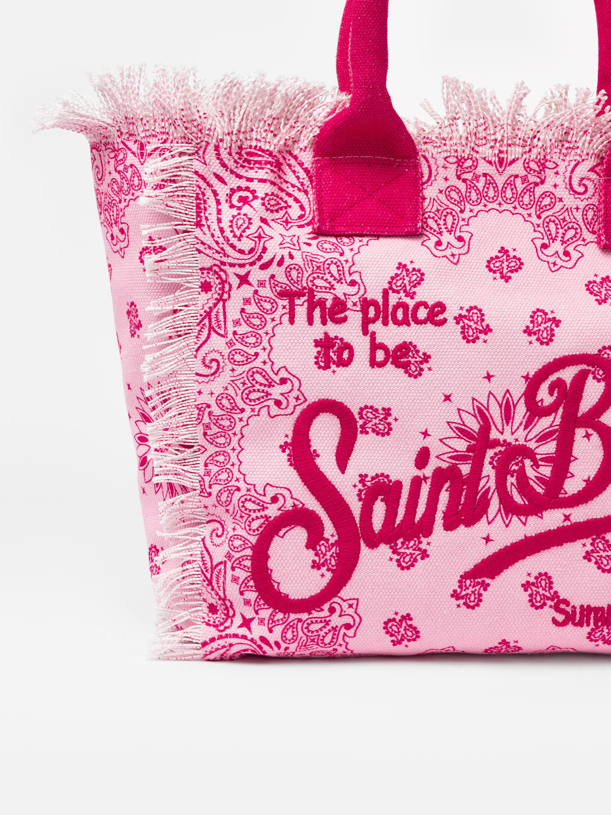 Borsa tote Vanity in tela di cotone rosa con motivo bandana