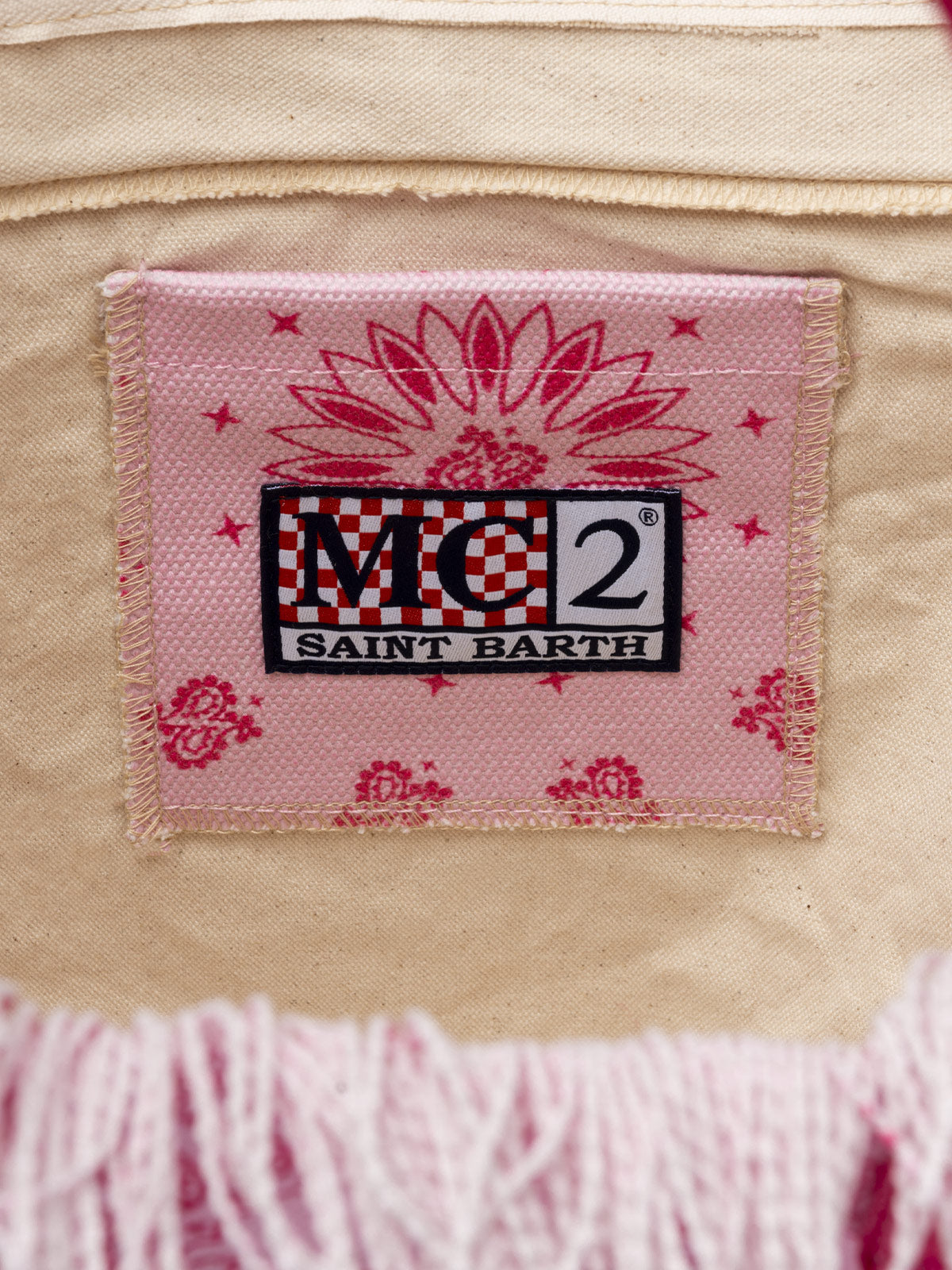 Borsa tote Vanity in tela di cotone rosa con motivo bandana