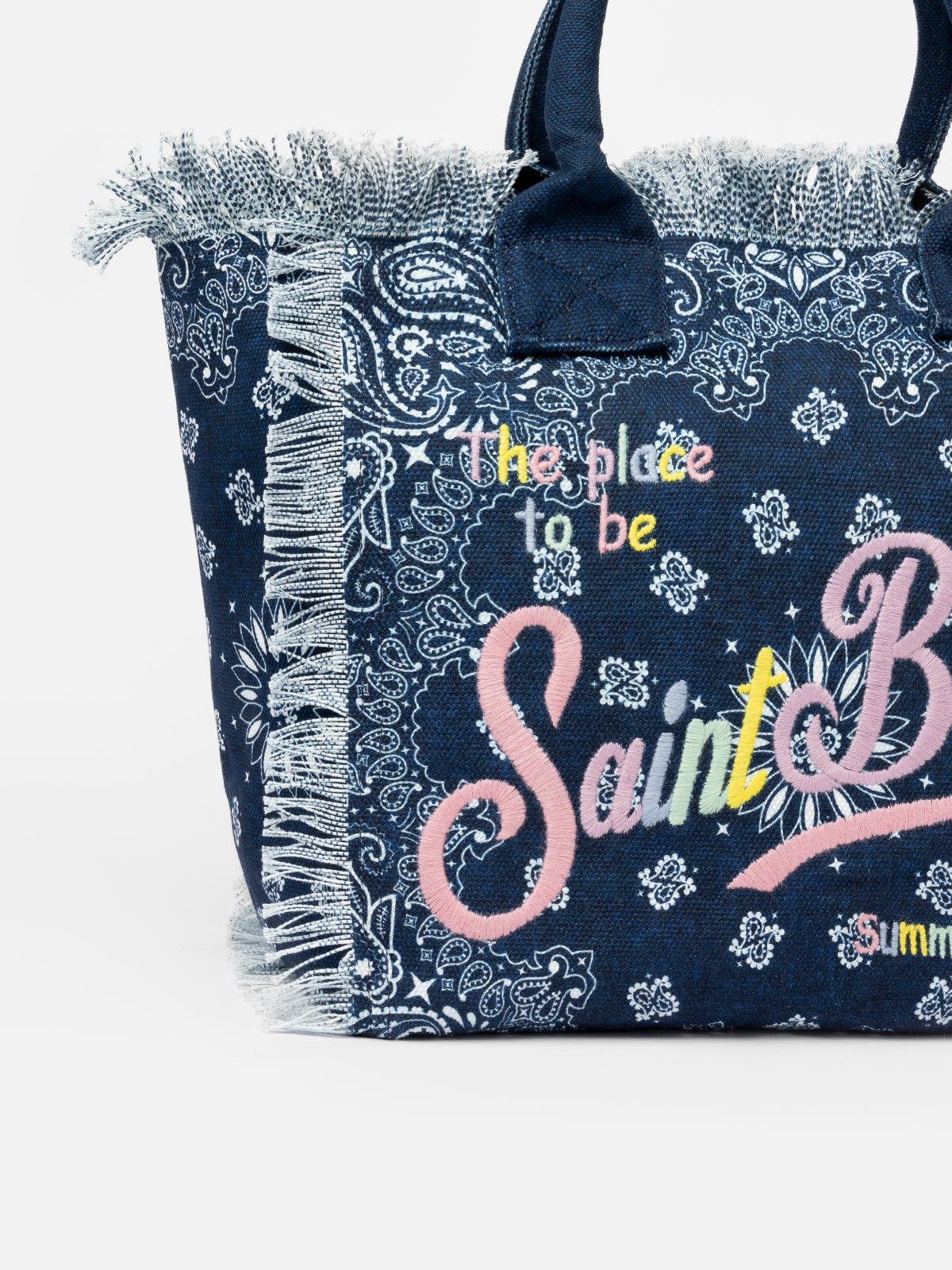 Borsa tote Vanity in tela di cotone denim con bandana